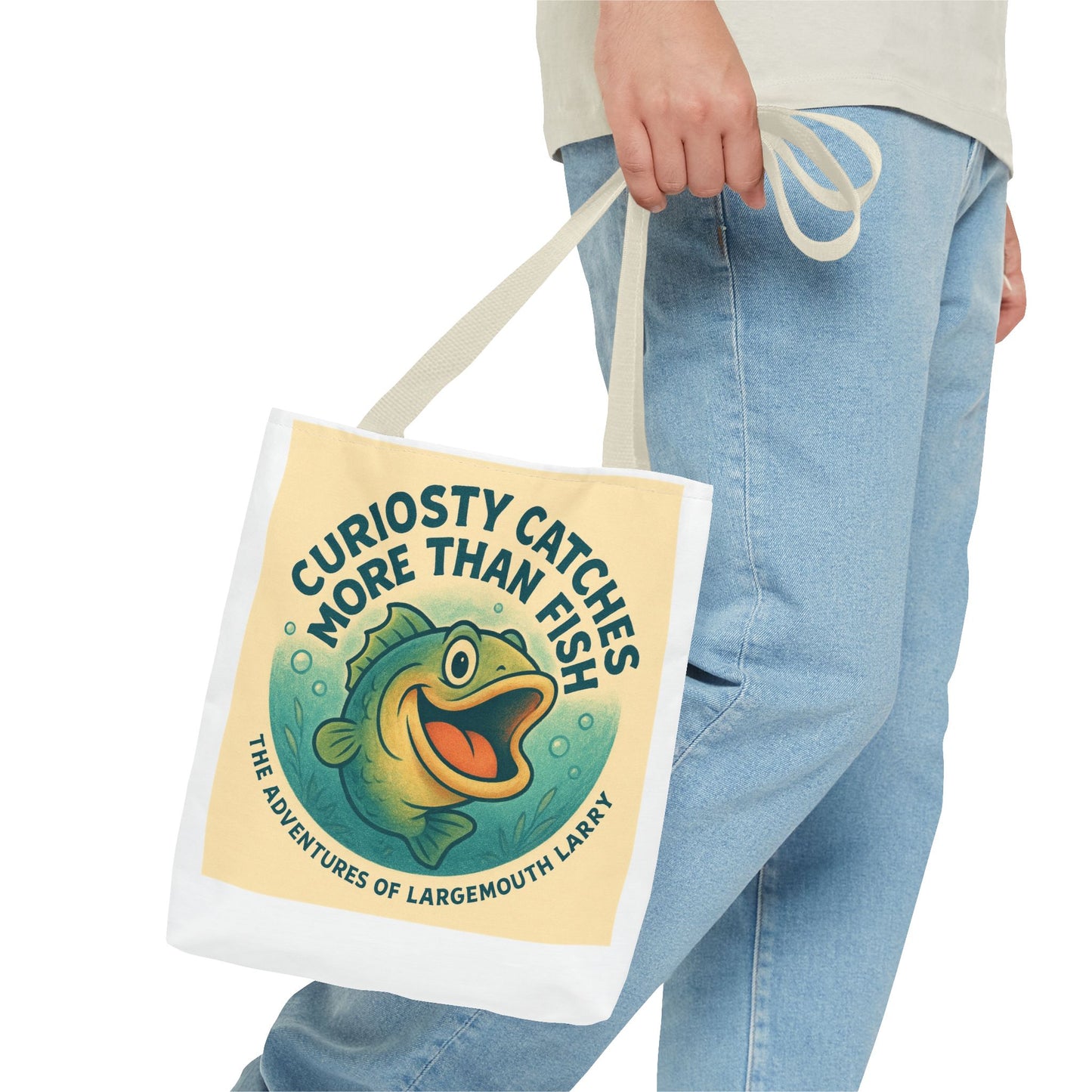 Whimsical Fishing Tote Bag - Curiosity Catches More Than Fish, Beach Bag, Eco-Friendly, Gift for Angler, Nature Lover Tote