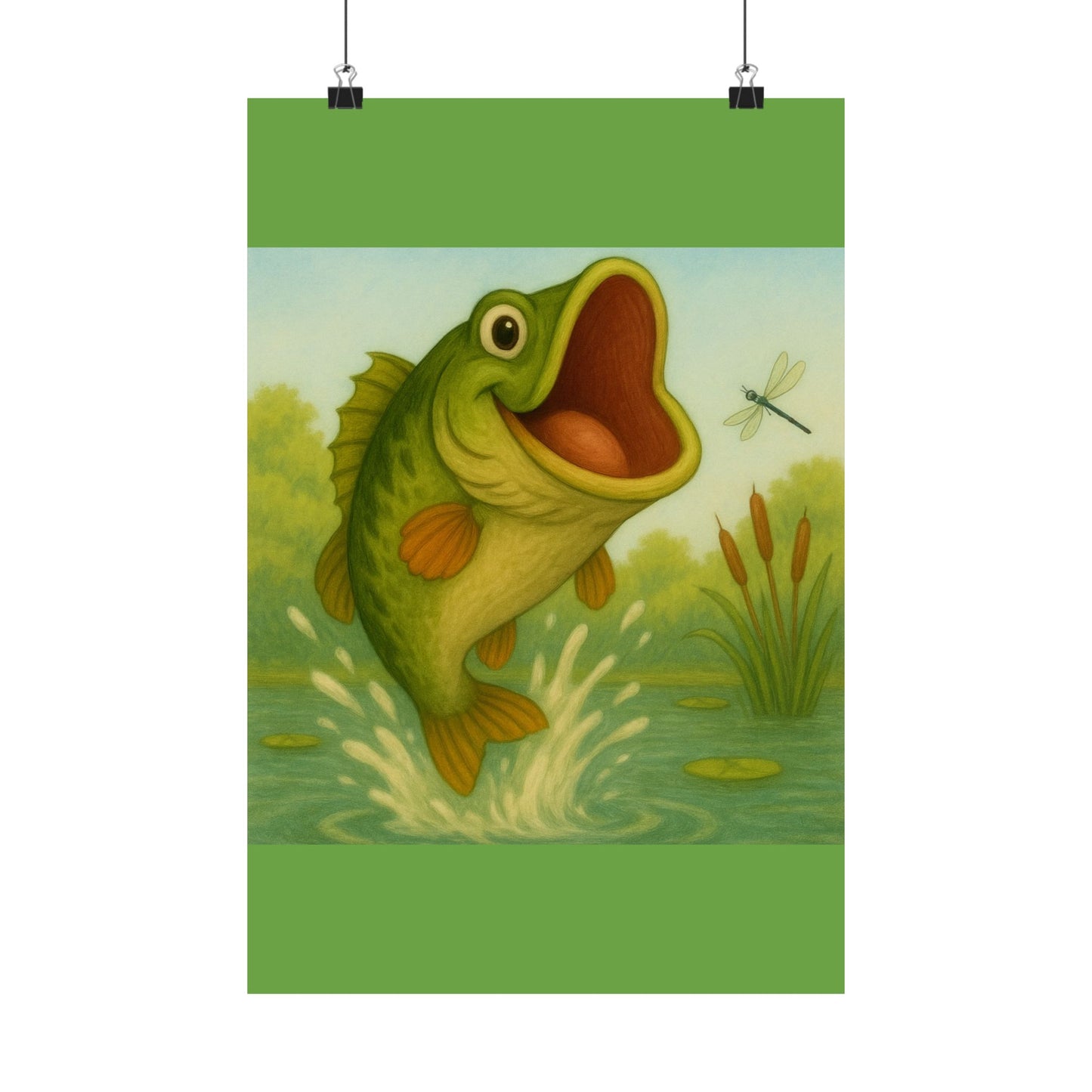 Playful Fish Art Poster, Kids Room Decor, Fishing Lover Gift, Nature Wall Art, Nursery Print, Birthday Gift Idea