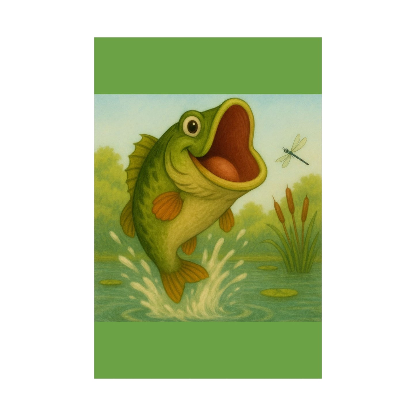 Playful Fish Art Poster, Kids Room Decor, Fishing Lover Gift, Nature Wall Art, Nursery Print, Birthday Gift Idea