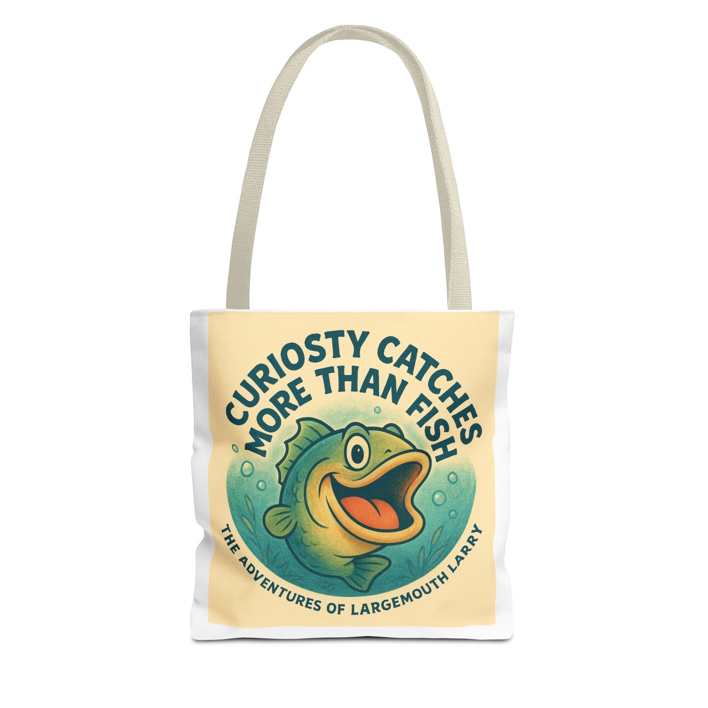 Whimsical Fishing Tote Bag - Curiosity Catches More Than Fish, Beach Bag, Eco-Friendly, Gift for Angler, Nature Lover Tote