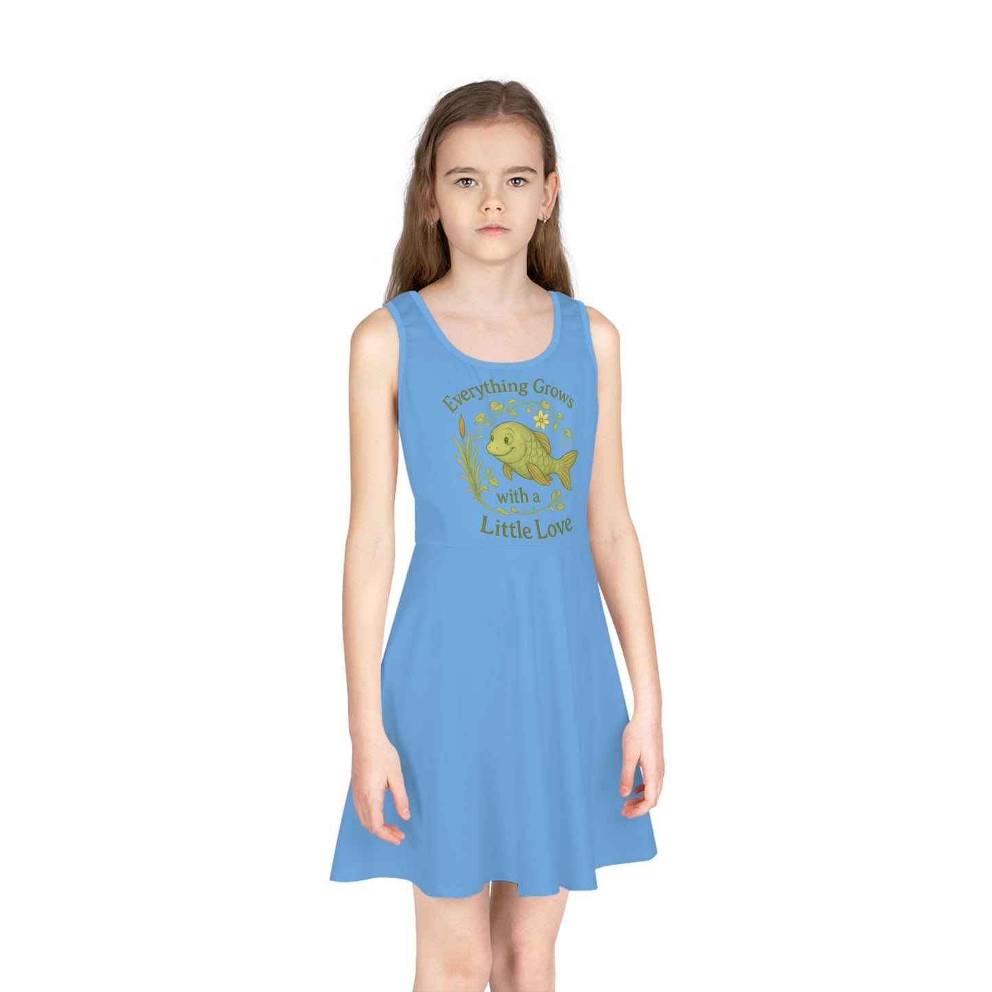 Girls' Playful Sundress with Inspirational Fish Design, Summer Dress, Children's Fashion, Birthday Gift, Beach Wear, Everyday Outfit