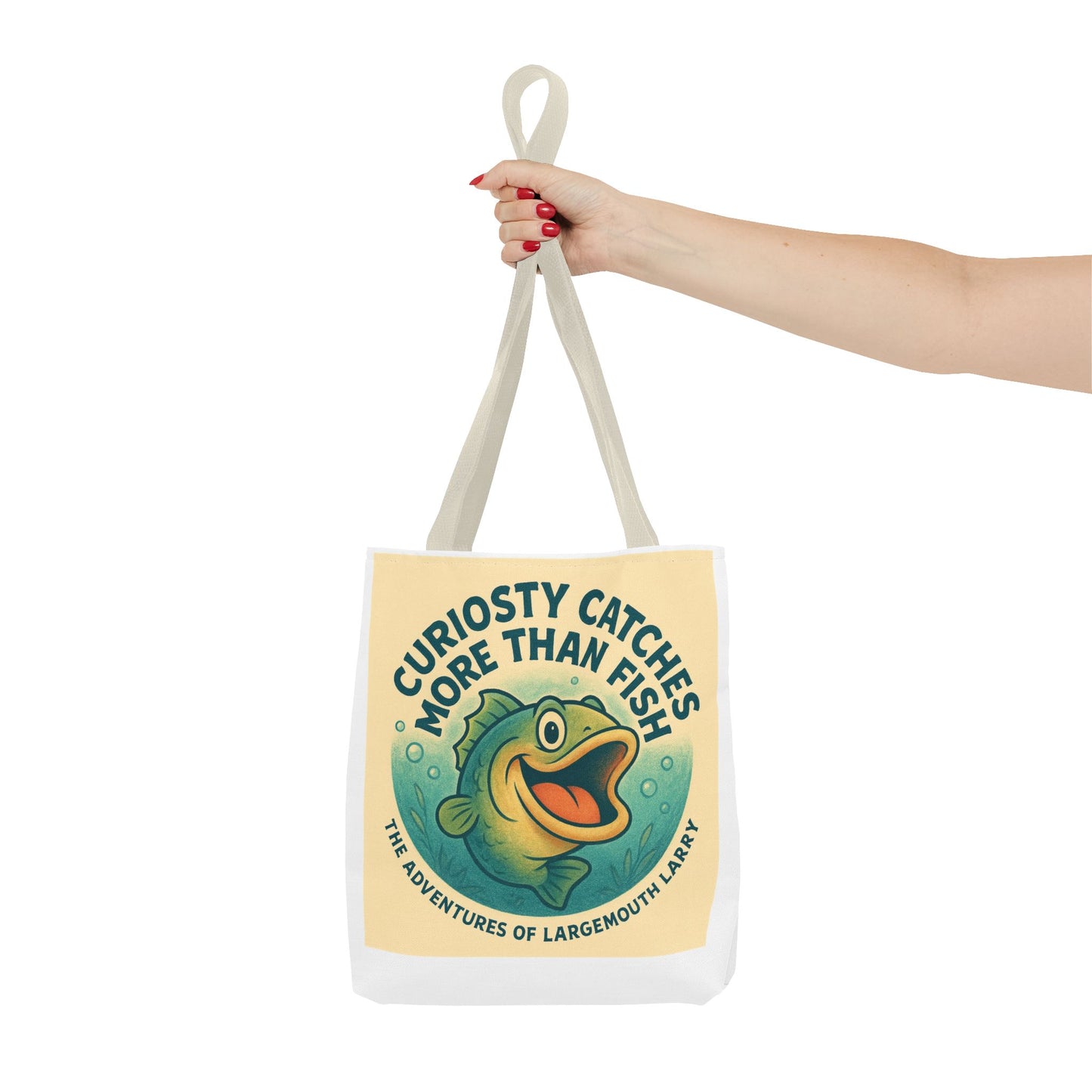 Whimsical Fishing Tote Bag - Curiosity Catches More Than Fish, Beach Bag, Eco-Friendly, Gift for Angler, Nature Lover Tote