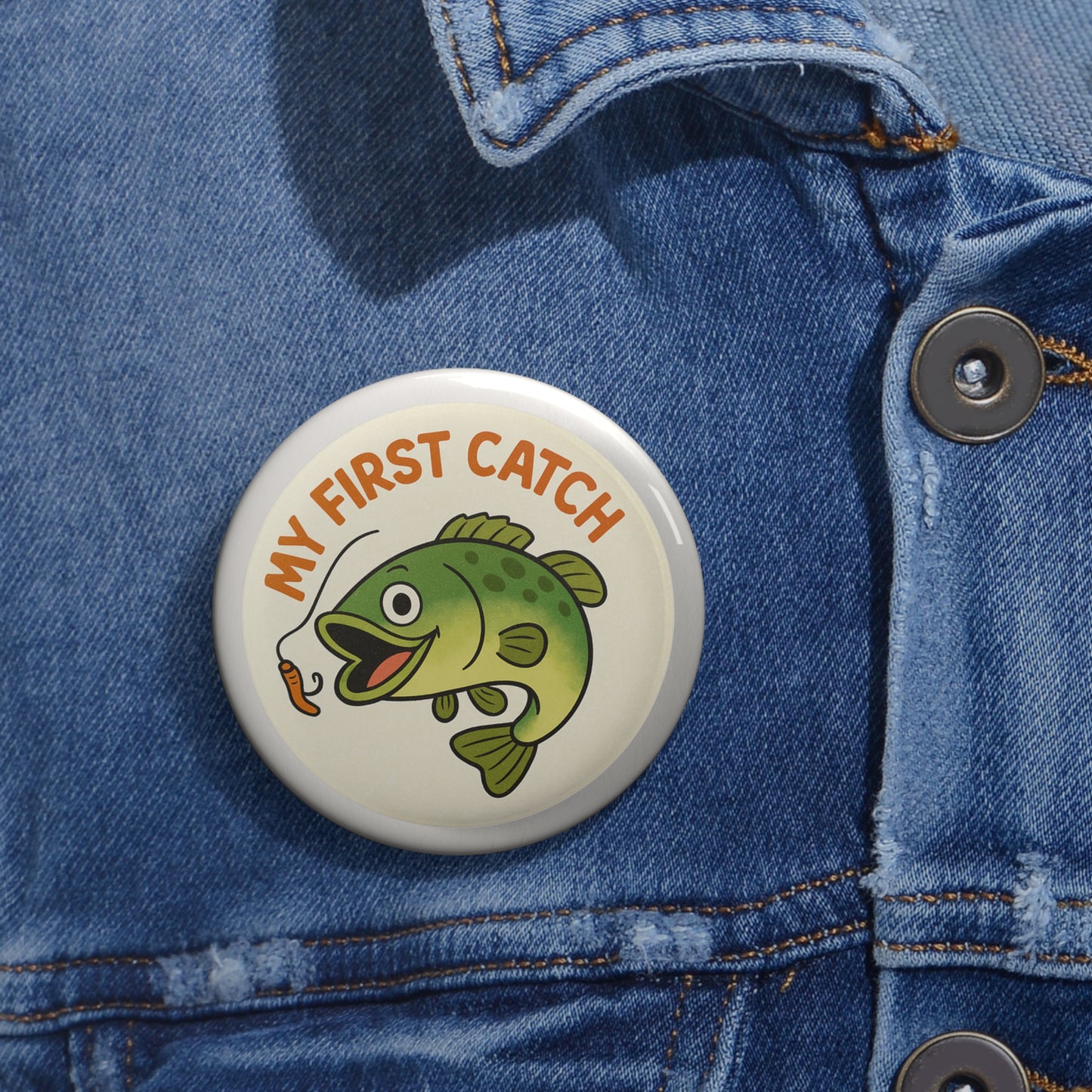 Custom Fishing Pin Buttons - Perfect for Kids, Fishing Enthusiasts, Birthday Gifts, and Celebration Accessories, My First Catch