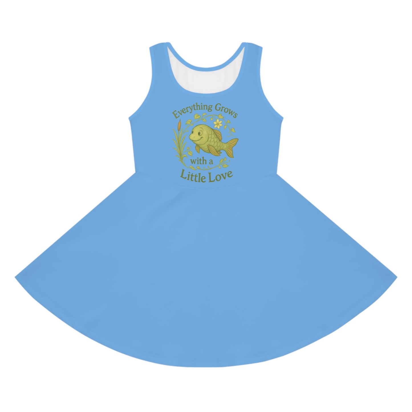 Girls' Playful Sundress with Inspirational Fish Design, Summer Dress, Children's Fashion, Birthday Gift, Beach Wear, Everyday Outfit