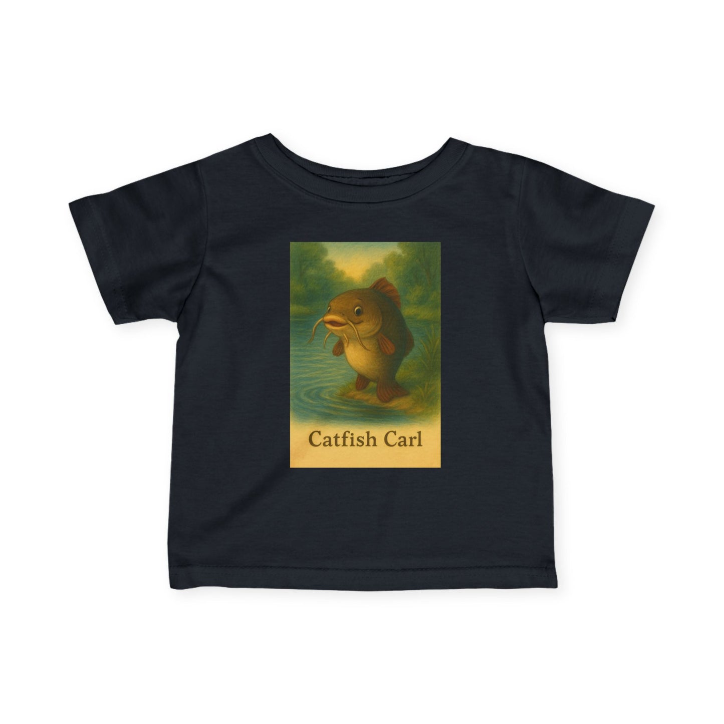 Catfish Carl Baby Tee, Cute Infant Shirt, Toddler Gift, Nursery Outfit, Fish Lover Clothing, Playful Kids Fashion