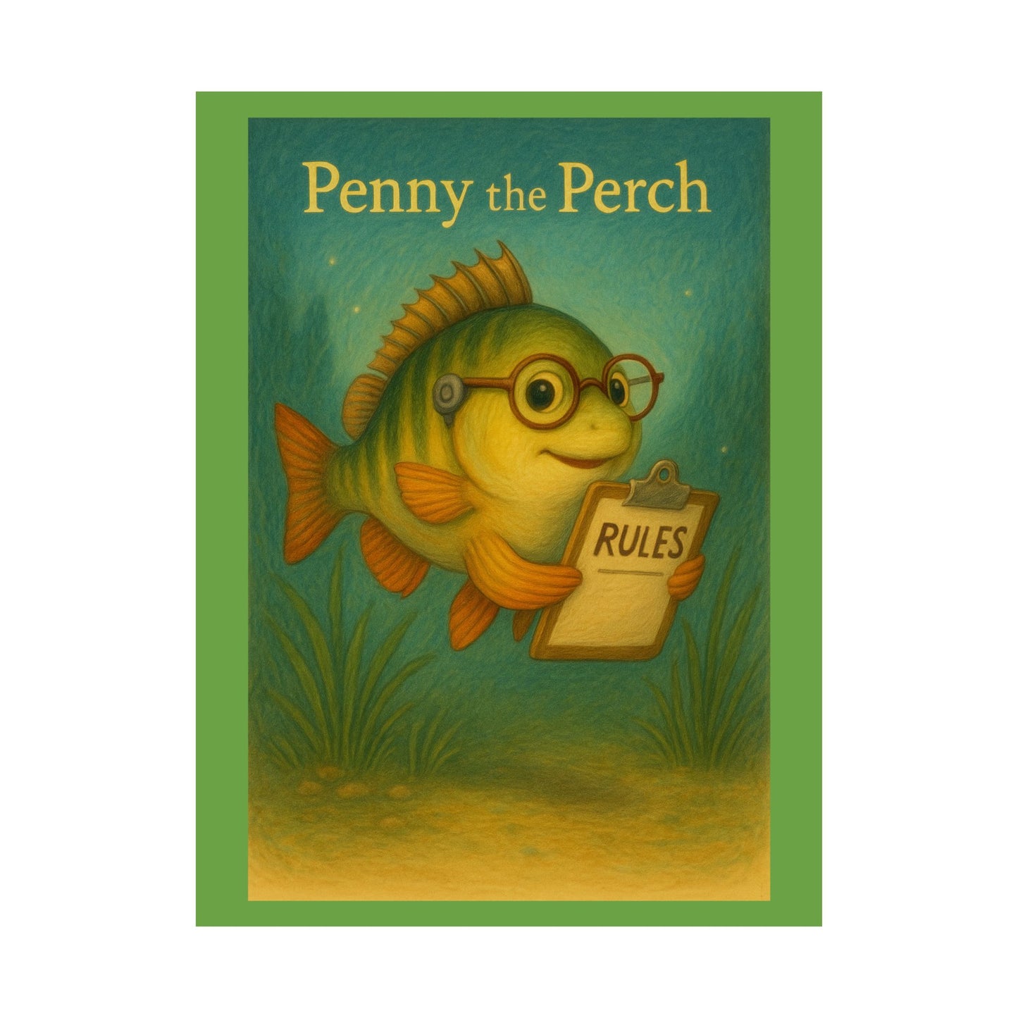Cute Kids' Wall Art, Penny the Perch Poster, Playroom Decor, Fish Illustration, Educational Art for Kids' Room, Fun Nursery Decor