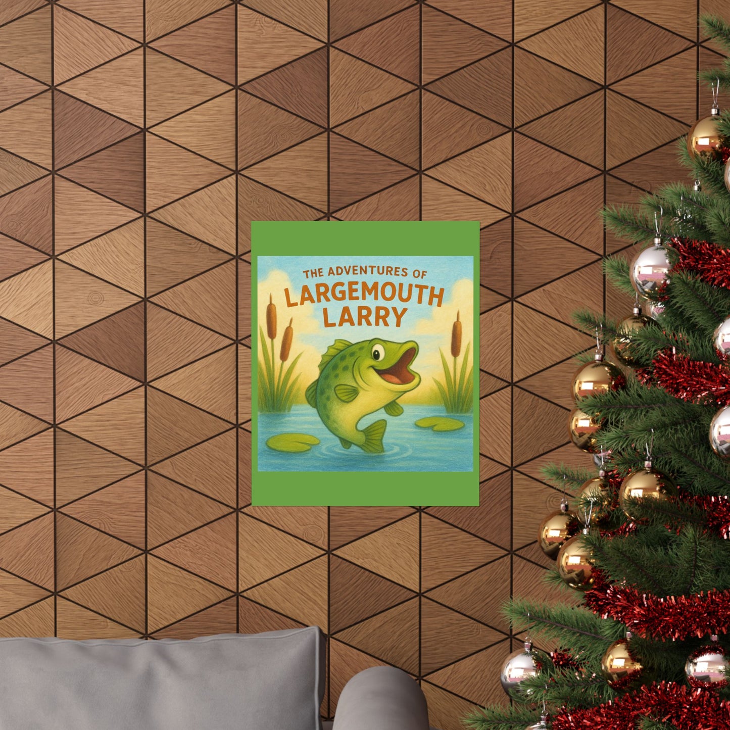 Largemouth Larry Poster, Kids Wall Art, Whimsical Decor, Nursery Artwork, Adventure Themed Print, Fishing Lover Gift