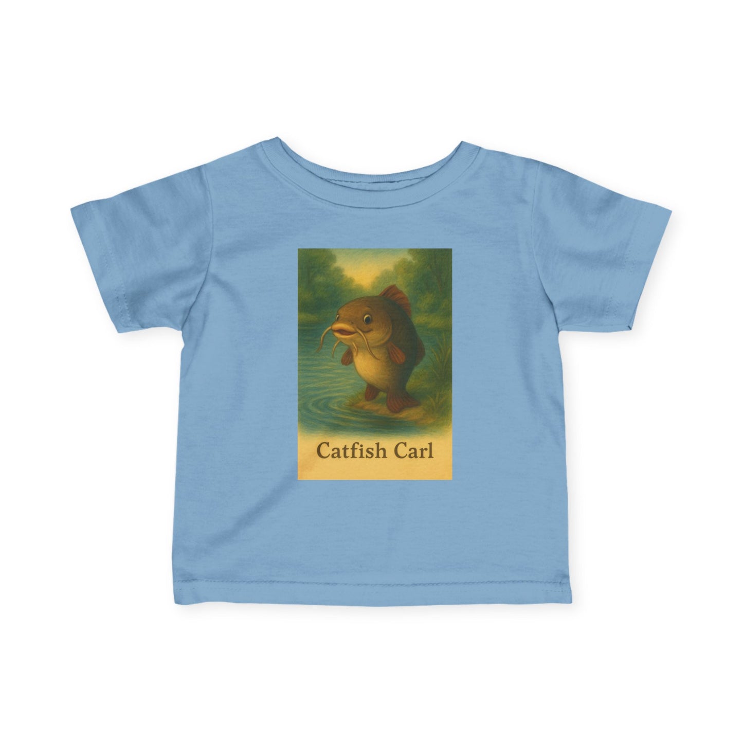 Catfish Carl Baby Tee, Cute Infant Shirt, Toddler Gift, Nursery Outfit, Fish Lover Clothing, Playful Kids Fashion