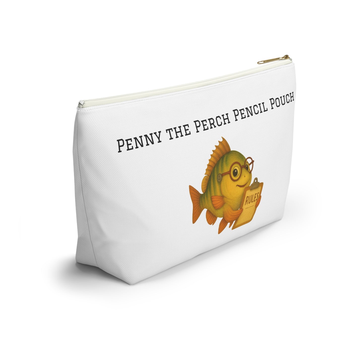 Penny the Perch Pencil Pouch | Cute Fish Accessory Bag, Kids' School Supplies, Back to School Gift, Stationery Organizer, Fun Fishing Theme
