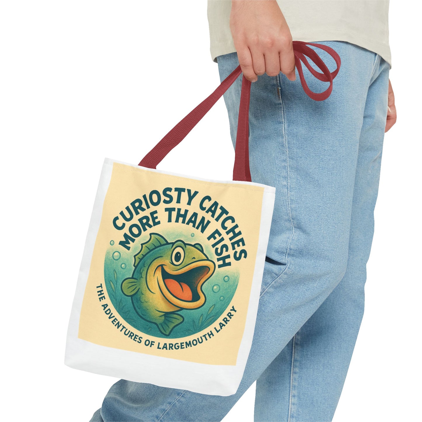 Whimsical Fishing Tote Bag - Curiosity Catches More Than Fish, Beach Bag, Eco-Friendly, Gift for Angler, Nature Lover Tote