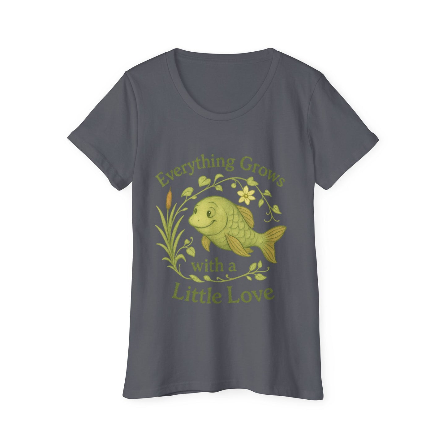 Organic Women's T-Shirt with Inspiring Fish Design, Eco-Friendly Tee, Motivational Gift, Nature Lover Apparel, Cute Casual Wear