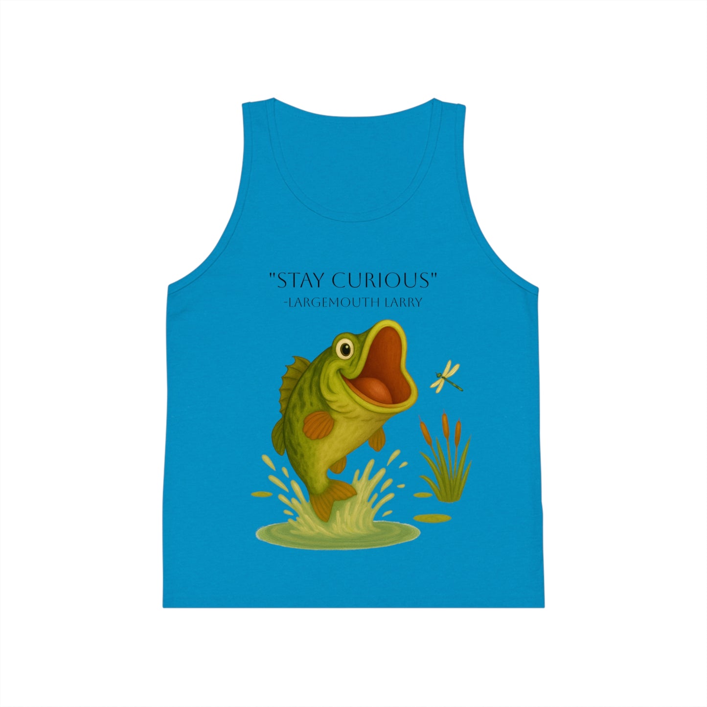 Stay Curious Kid's Jersey Tank Top, Fun Summer Wear, Fishing Gift, Outdoor Adventure Shirt, Playful Children's Clothing