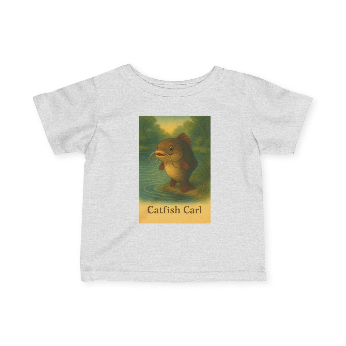 Catfish Carl Baby Tee, Cute Infant Shirt, Toddler Gift, Nursery Outfit, Fish Lover Clothing, Playful Kids Fashion