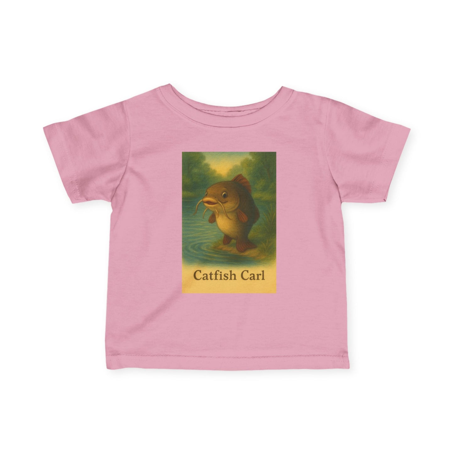 Catfish Carl Baby Tee, Cute Infant Shirt, Toddler Gift, Nursery Outfit, Fish Lover Clothing, Playful Kids Fashion