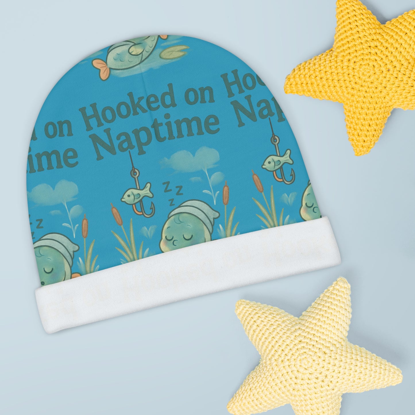 Hooked on Naptime Baby Beanie, Cute Baby Hat, Infant Accessory, Newborn Gift, Perfect for Baby Showers, Toddler Headwear