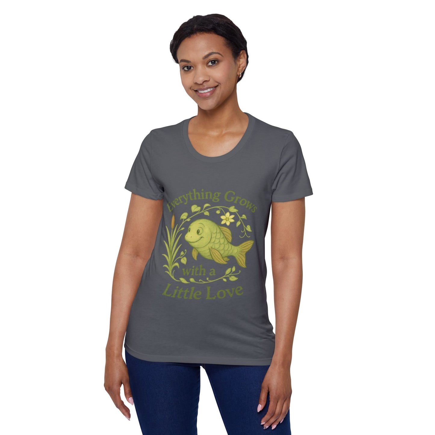 Organic Women's T-Shirt with Inspiring Fish Design, Eco-Friendly Tee, Motivational Gift, Nature Lover Apparel, Cute Casual Wear