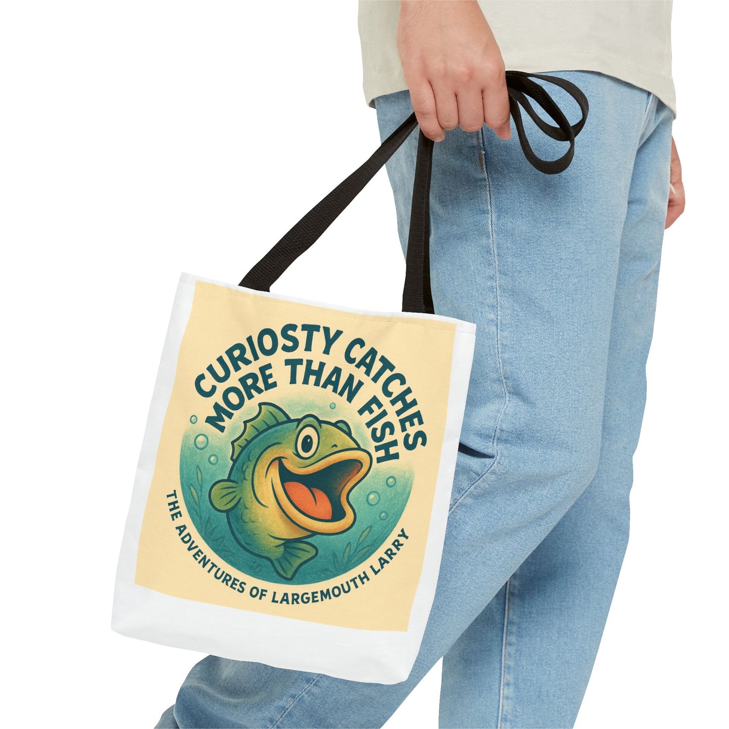 Whimsical Fishing Tote Bag - Curiosity Catches More Than Fish, Beach Bag, Eco-Friendly, Gift for Angler, Nature Lover Tote