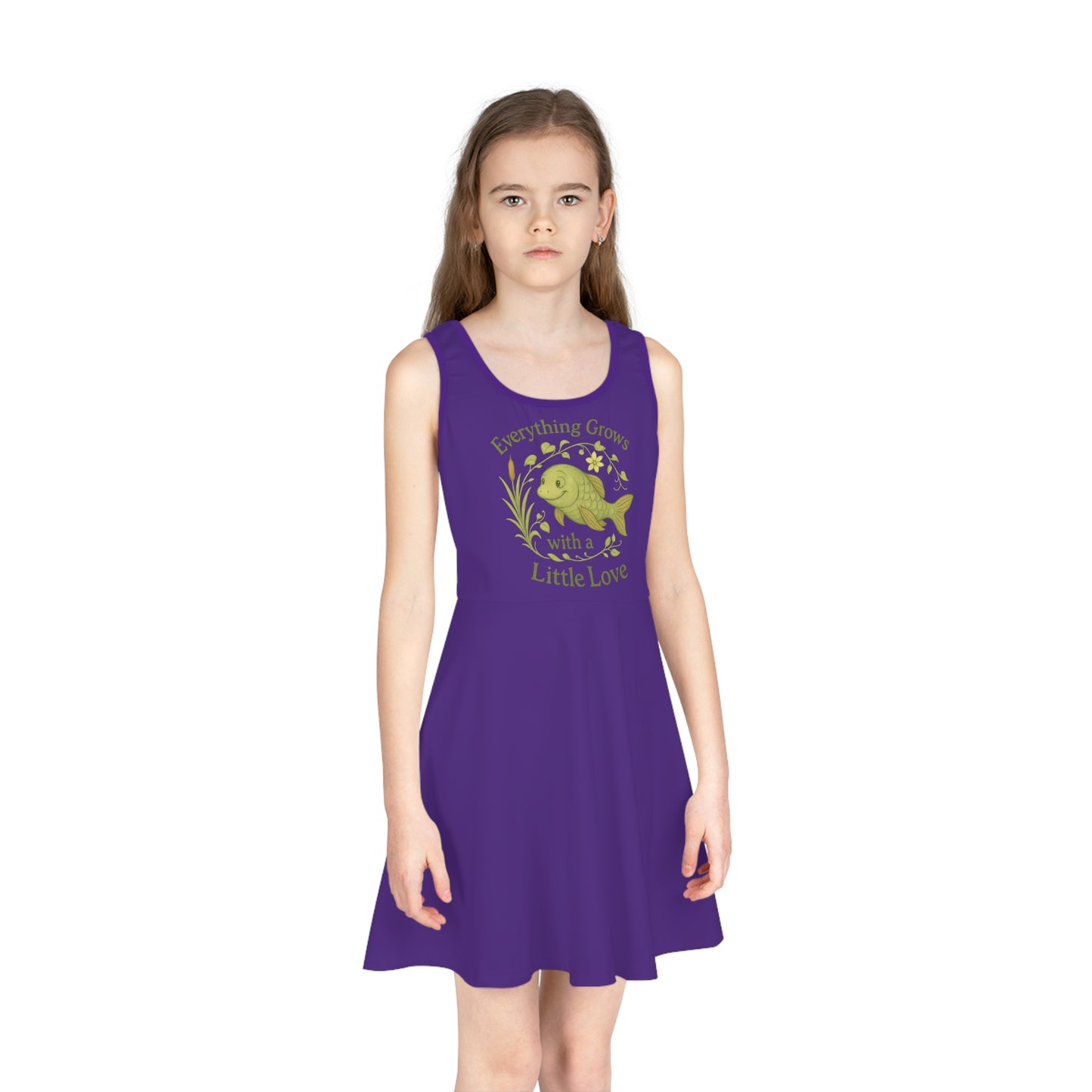 Girls' Purple Fish Print Sundress, Perfect for Summer, Birthdays, Beach Trips, Family Gatherings, Playdates, Girls' Fashion, Playful Dress