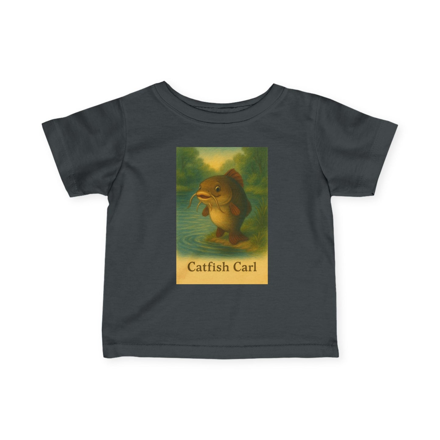 Catfish Carl Baby Tee, Cute Infant Shirt, Toddler Gift, Nursery Outfit, Fish Lover Clothing, Playful Kids Fashion