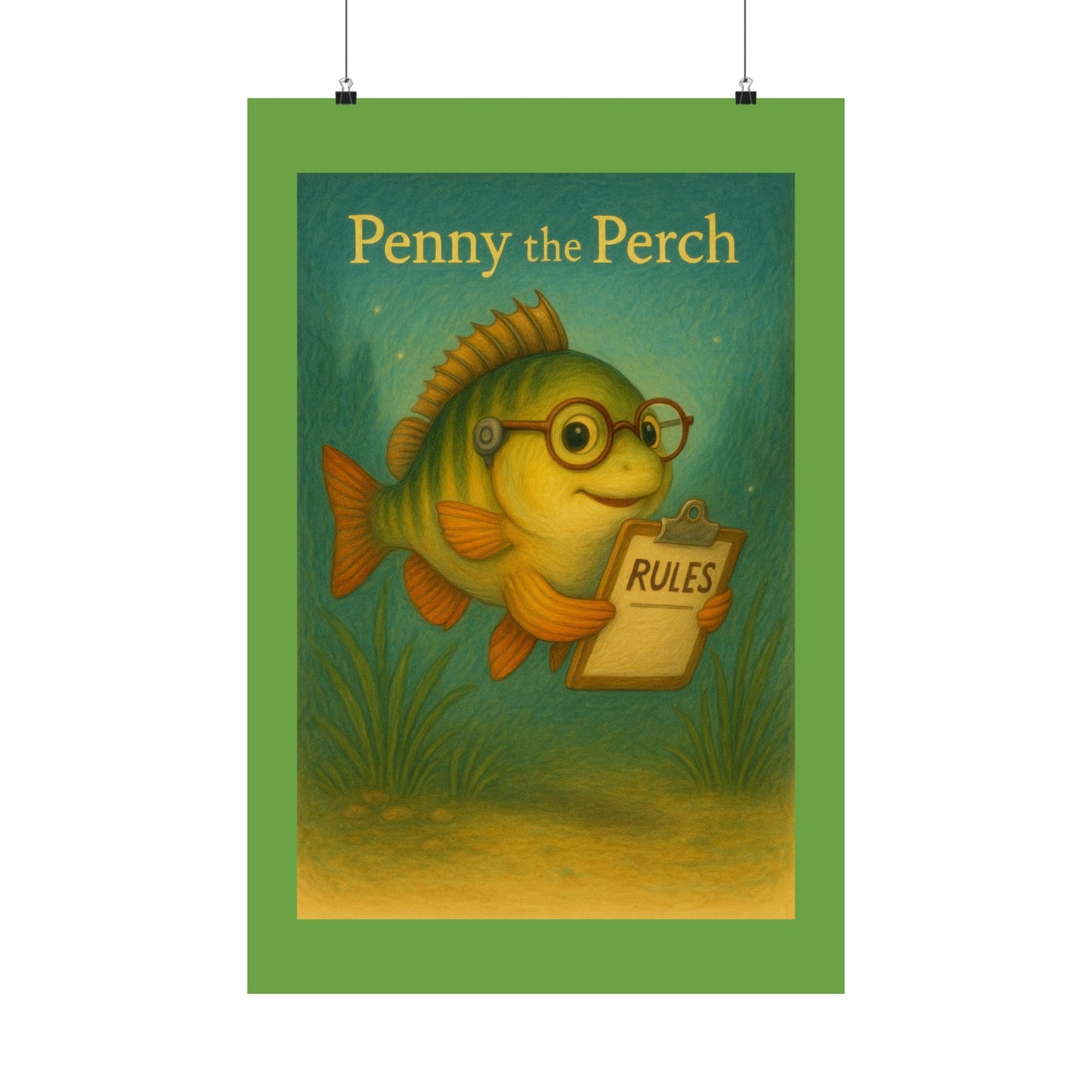 Cute Kids' Wall Art, Penny the Perch Poster, Playroom Decor, Fish Illustration, Educational Art for Kids' Room, Fun Nursery Decor