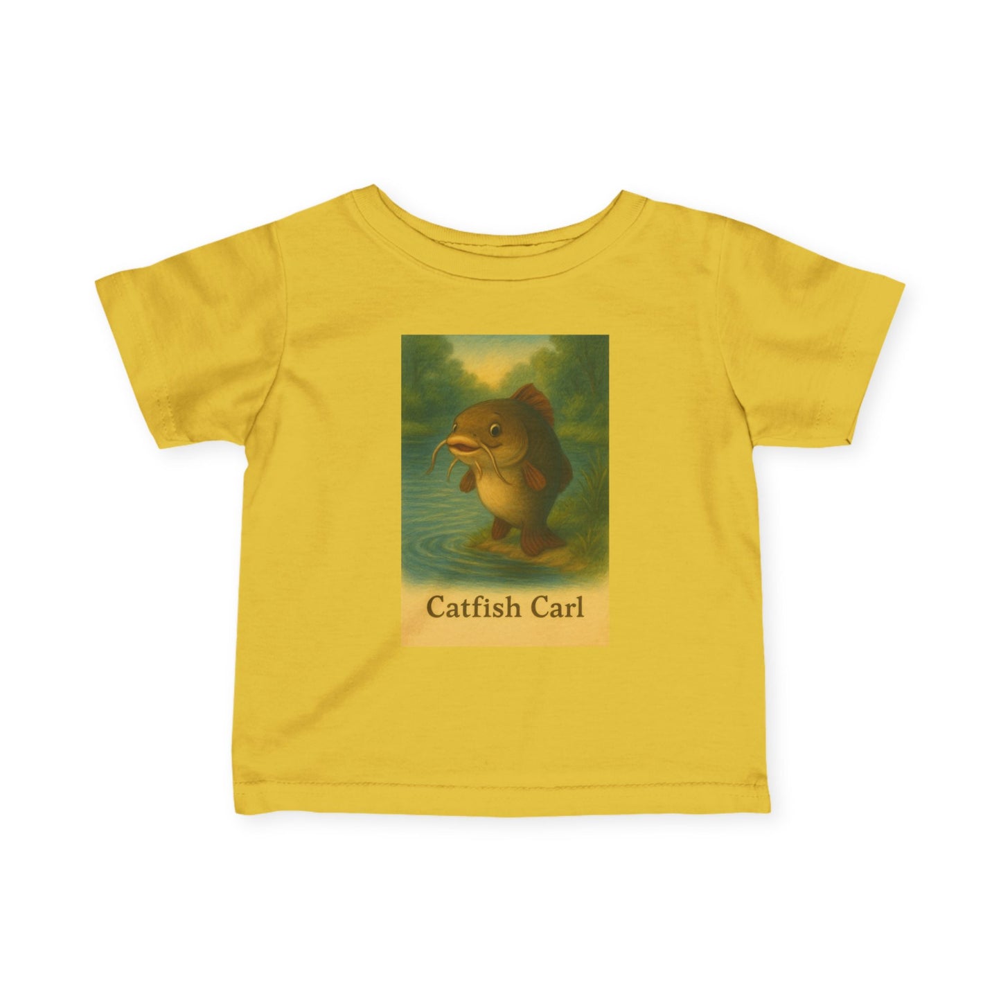 Catfish Carl Baby Tee, Cute Infant Shirt, Toddler Gift, Nursery Outfit, Fish Lover Clothing, Playful Kids Fashion