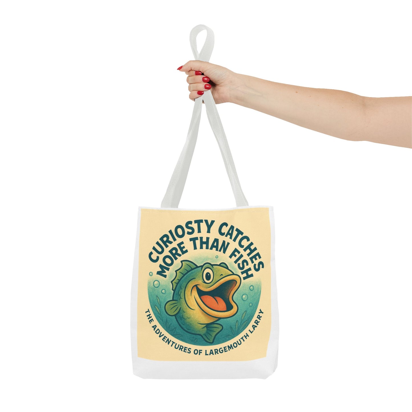Whimsical Fishing Tote Bag - Curiosity Catches More Than Fish, Beach Bag, Eco-Friendly, Gift for Angler, Nature Lover Tote