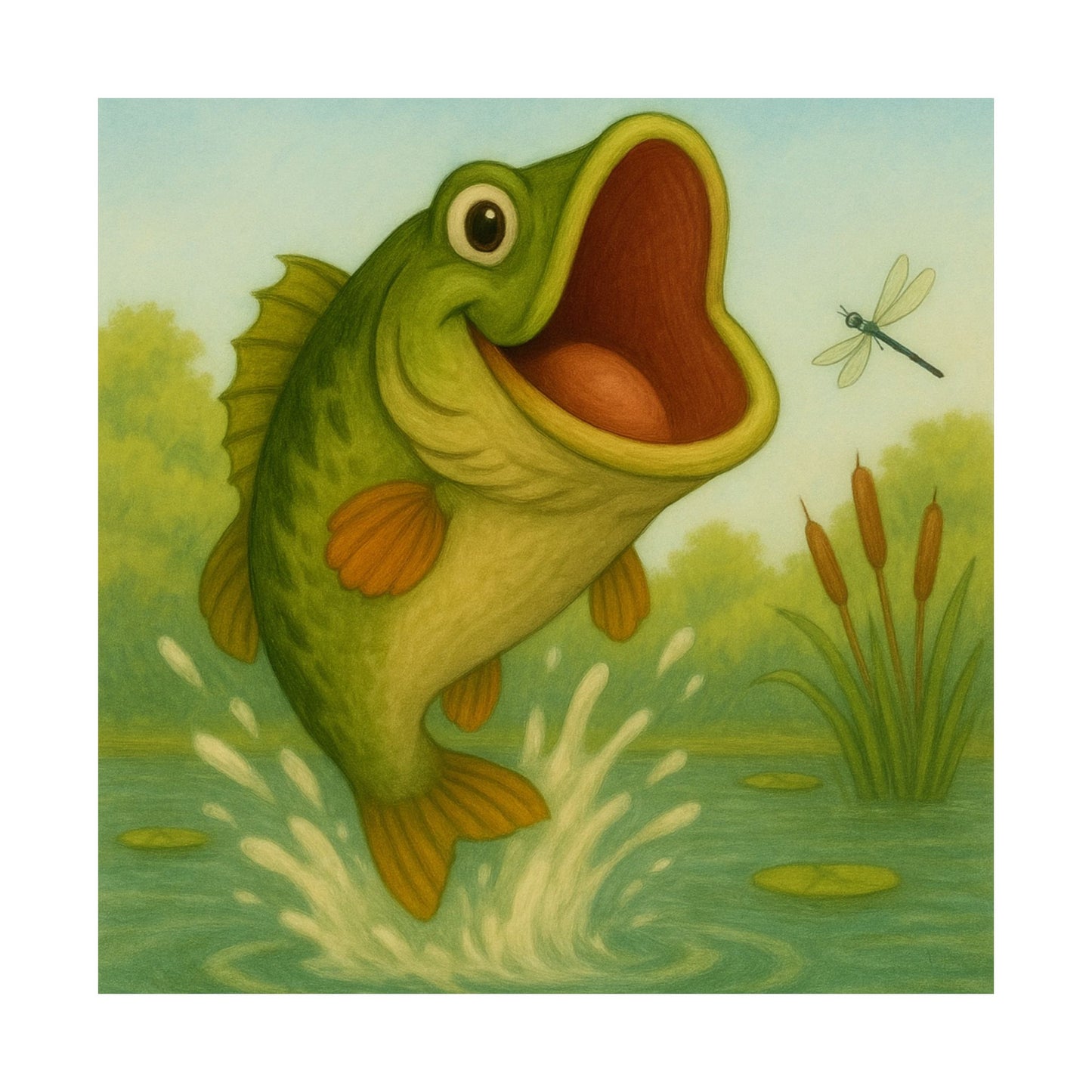 Playful Fish Art Poster, Kids Room Decor, Fishing Lover Gift, Nature Wall Art, Nursery Print, Birthday Gift Idea