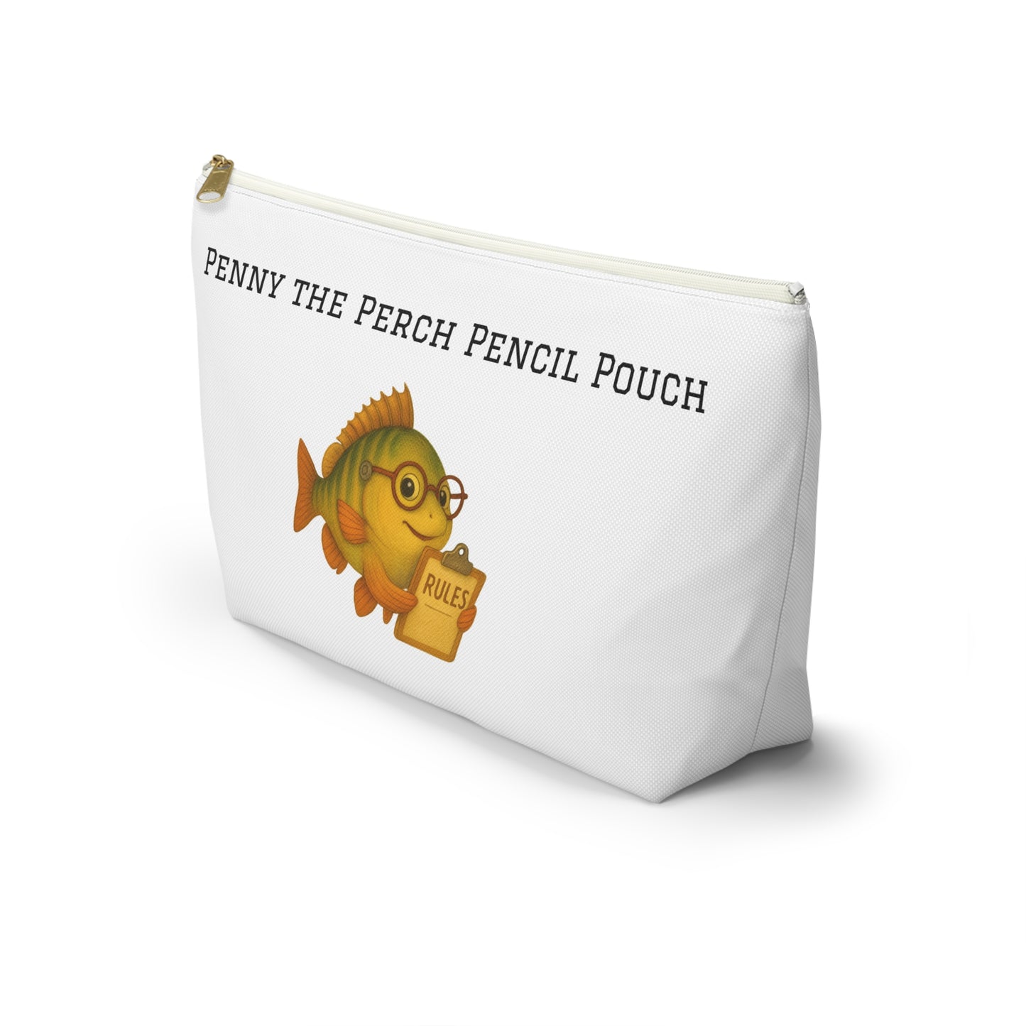 Penny the Perch Pencil Pouch | Cute Fish Accessory Bag, Kids' School Supplies, Back to School Gift, Stationery Organizer, Fun Fishing Theme