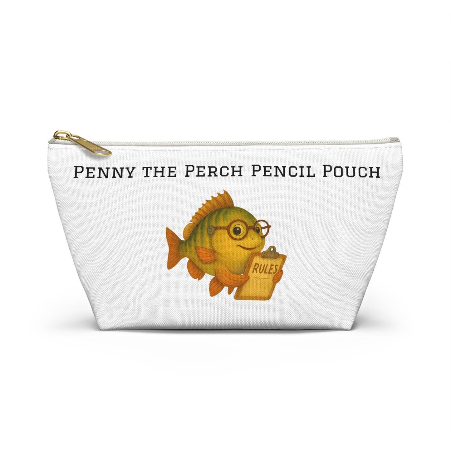 Penny the Perch Pencil Pouch | Cute Fish Accessory Bag, Kids' School Supplies, Back to School Gift, Stationery Organizer, Fun Fishing Theme