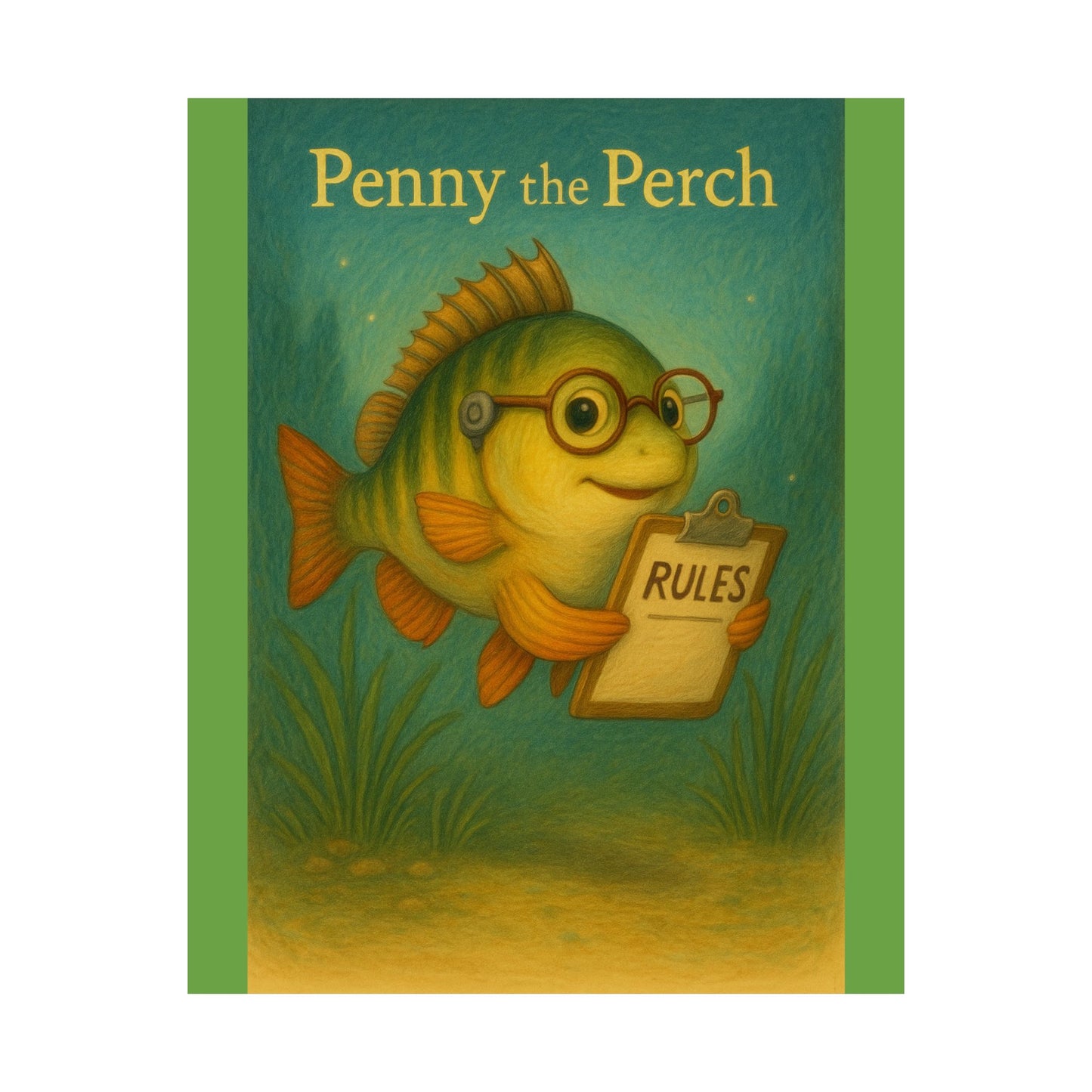Cute Kids' Wall Art, Penny the Perch Poster, Playroom Decor, Fish Illustration, Educational Art for Kids' Room, Fun Nursery Decor