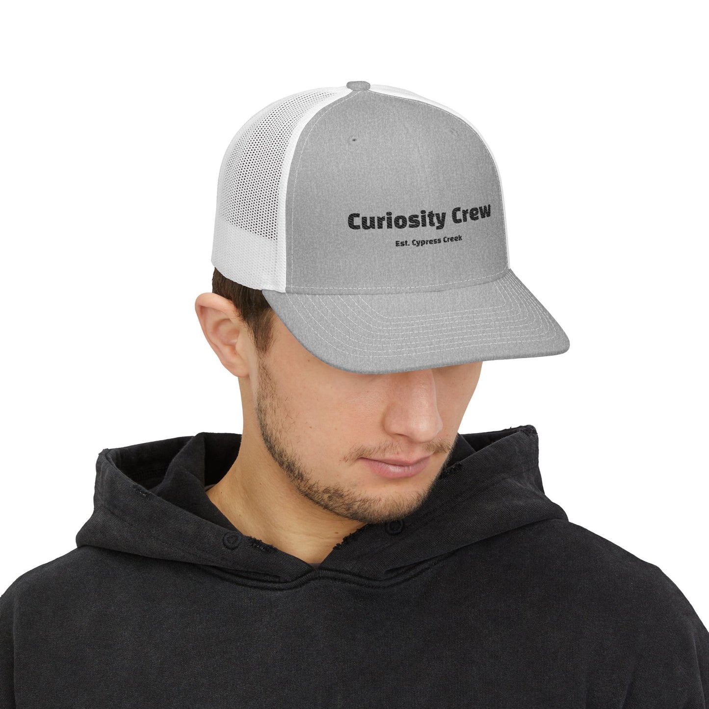Curiosity Crew Snapback Trucker Cap, Casual Hat for Outdoor Adventures, Gift for Friends, Custom Embroidered Cap, Trendy Headwear