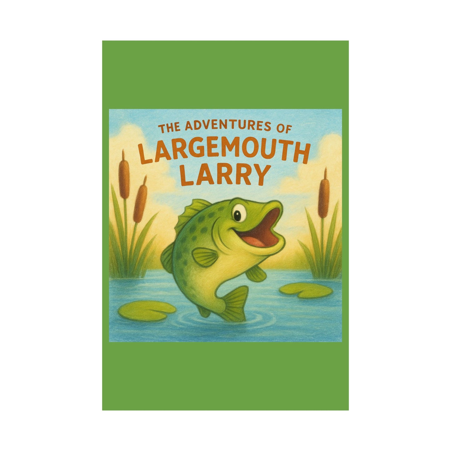 Largemouth Larry Poster, Kids Wall Art, Whimsical Decor, Nursery Artwork, Adventure Themed Print, Fishing Lover Gift