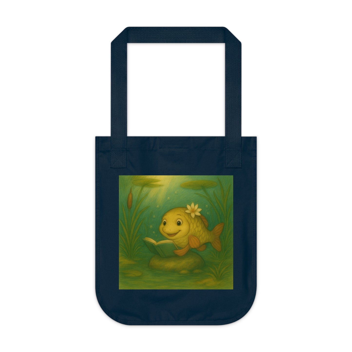 Playful Organic Canvas Tote Bag with Whimsical Fish Designs, Eco-Friendly Shopping Tote, Beach Bag, Pet Lover Gift, Fun Accessory