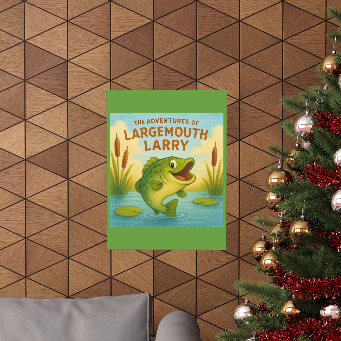 Largemouth Larry Poster, Kids Wall Art, Whimsical Decor, Nursery Artwork, Adventure Themed Print, Fishing Lover Gift