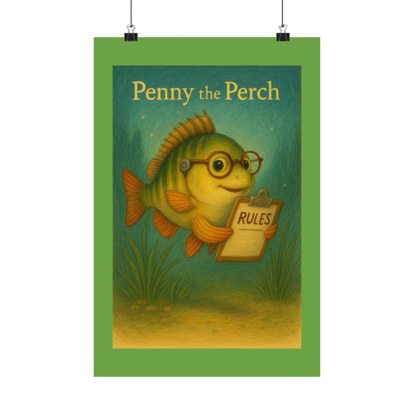 Cute Kids' Wall Art, Penny the Perch Poster, Playroom Decor, Fish Illustration, Educational Art for Kids' Room, Fun Nursery Decor