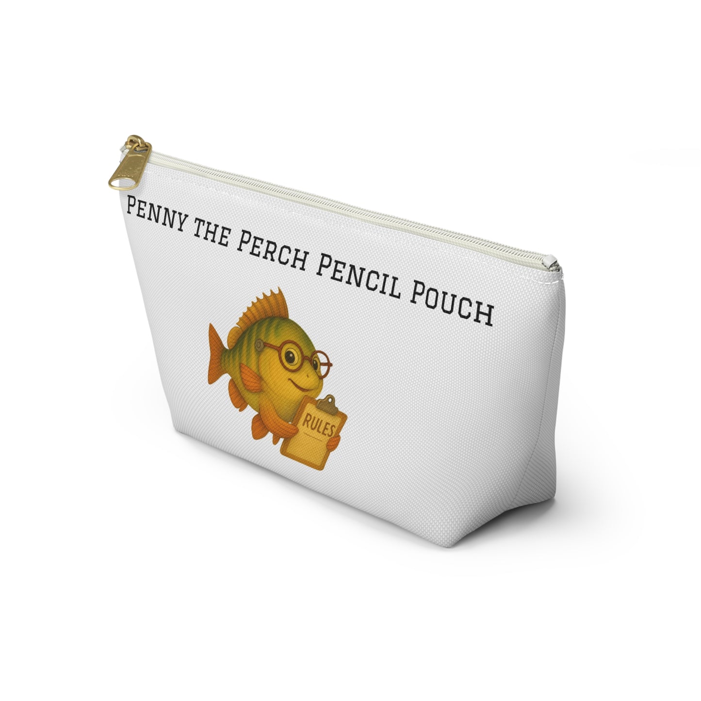 Penny the Perch Pencil Pouch | Cute Fish Accessory Bag, Kids' School Supplies, Back to School Gift, Stationery Organizer, Fun Fishing Theme
