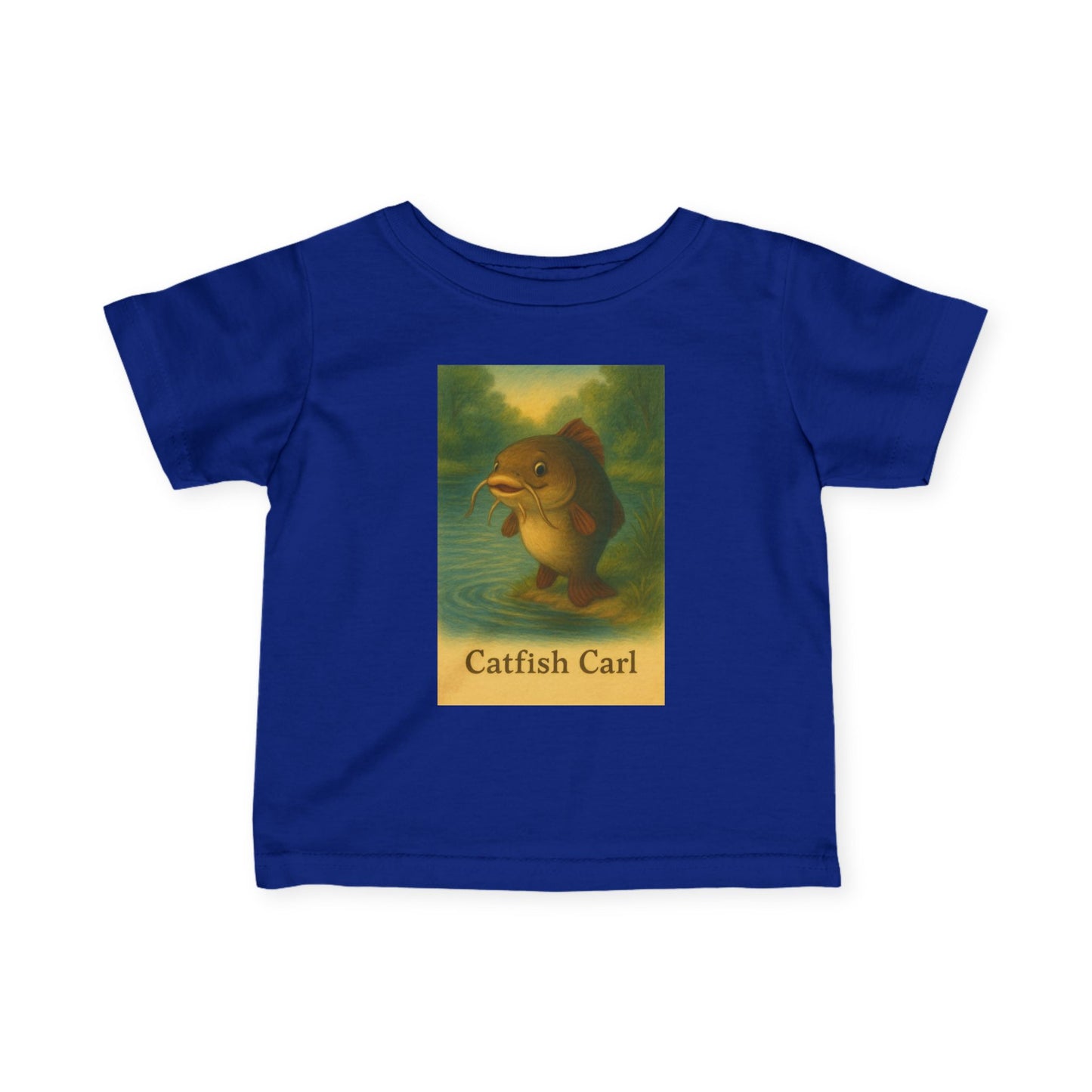 Catfish Carl Baby Tee, Cute Infant Shirt, Toddler Gift, Nursery Outfit, Fish Lover Clothing, Playful Kids Fashion