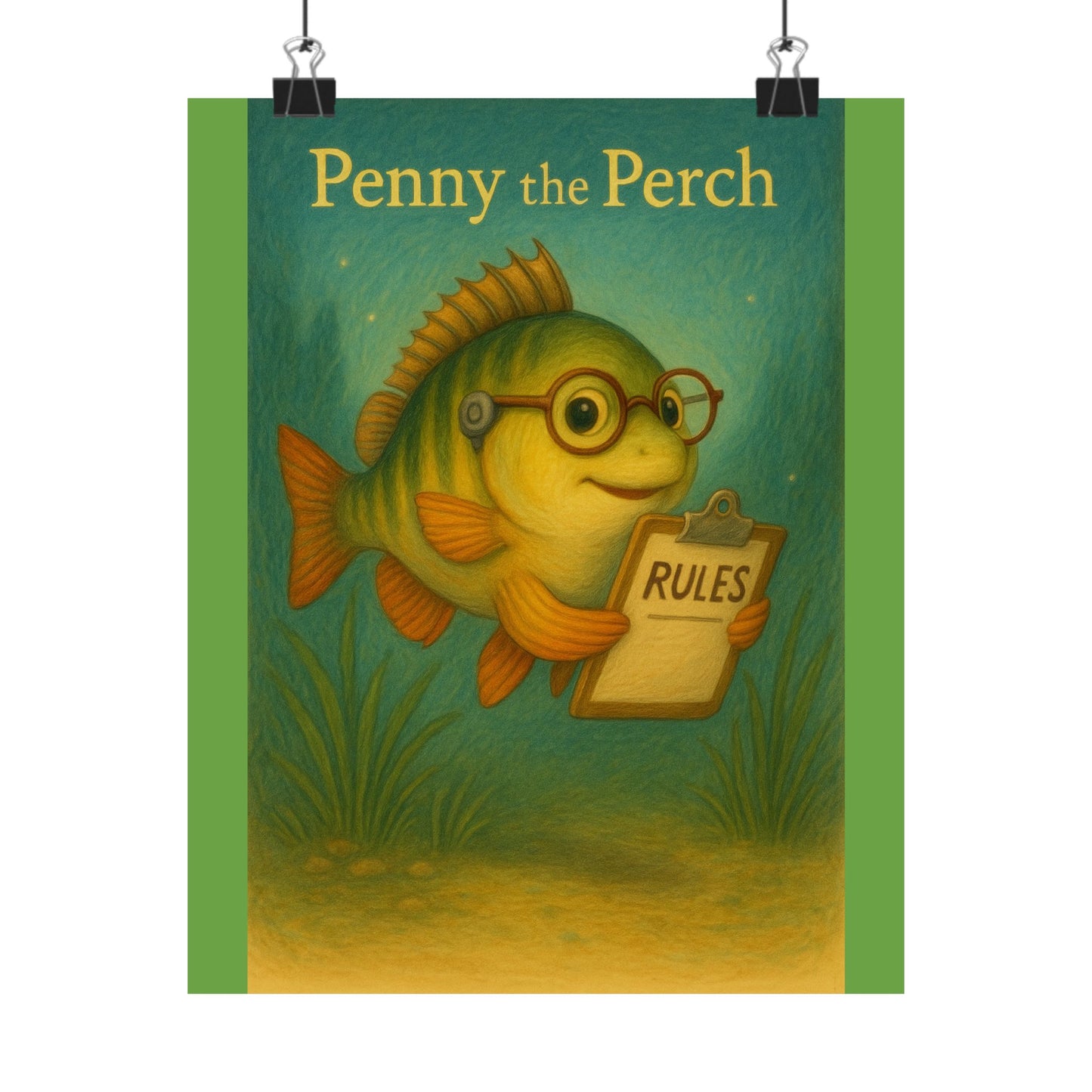 Cute Kids' Wall Art, Penny the Perch Poster, Playroom Decor, Fish Illustration, Educational Art for Kids' Room, Fun Nursery Decor