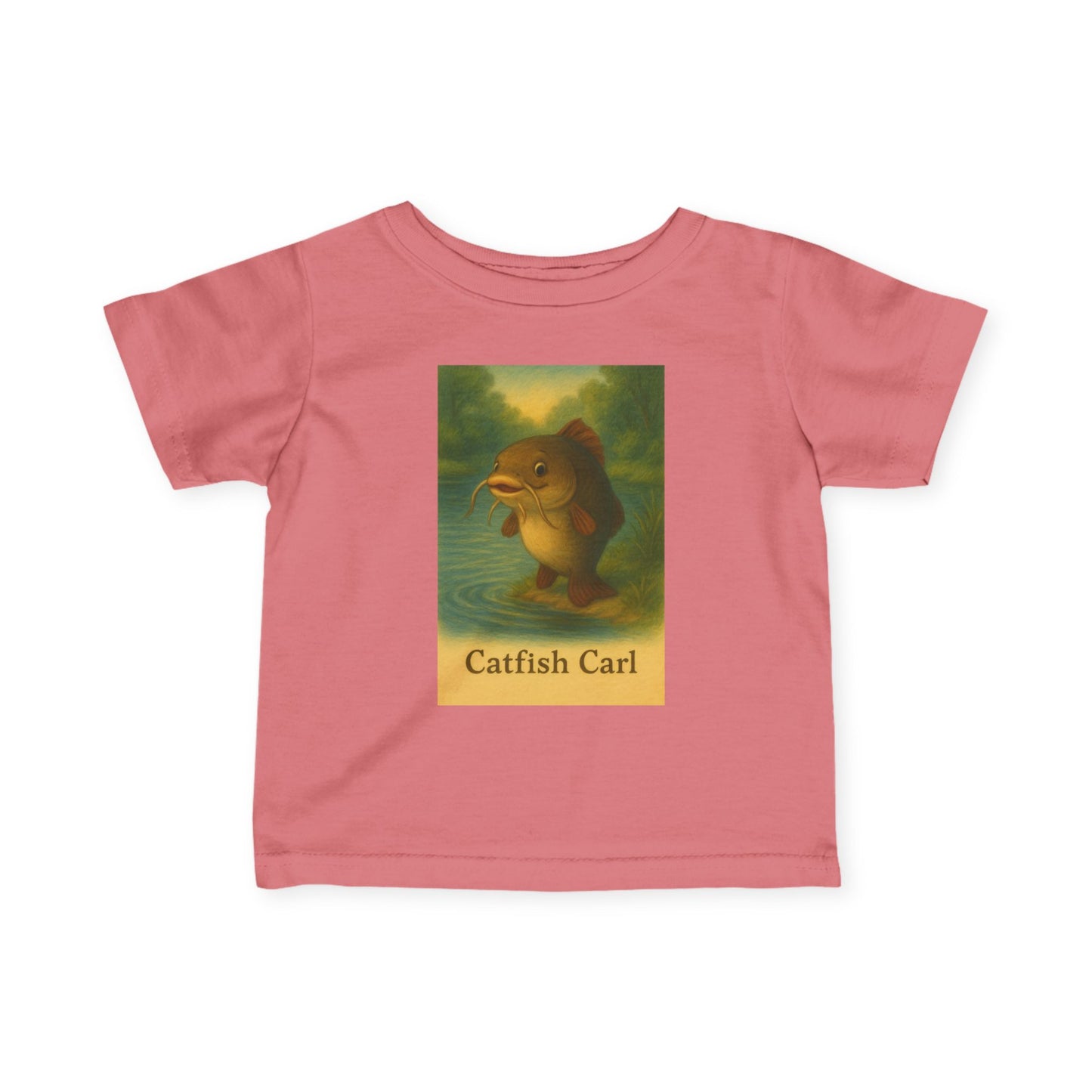 Catfish Carl Baby Tee, Cute Infant Shirt, Toddler Gift, Nursery Outfit, Fish Lover Clothing, Playful Kids Fashion