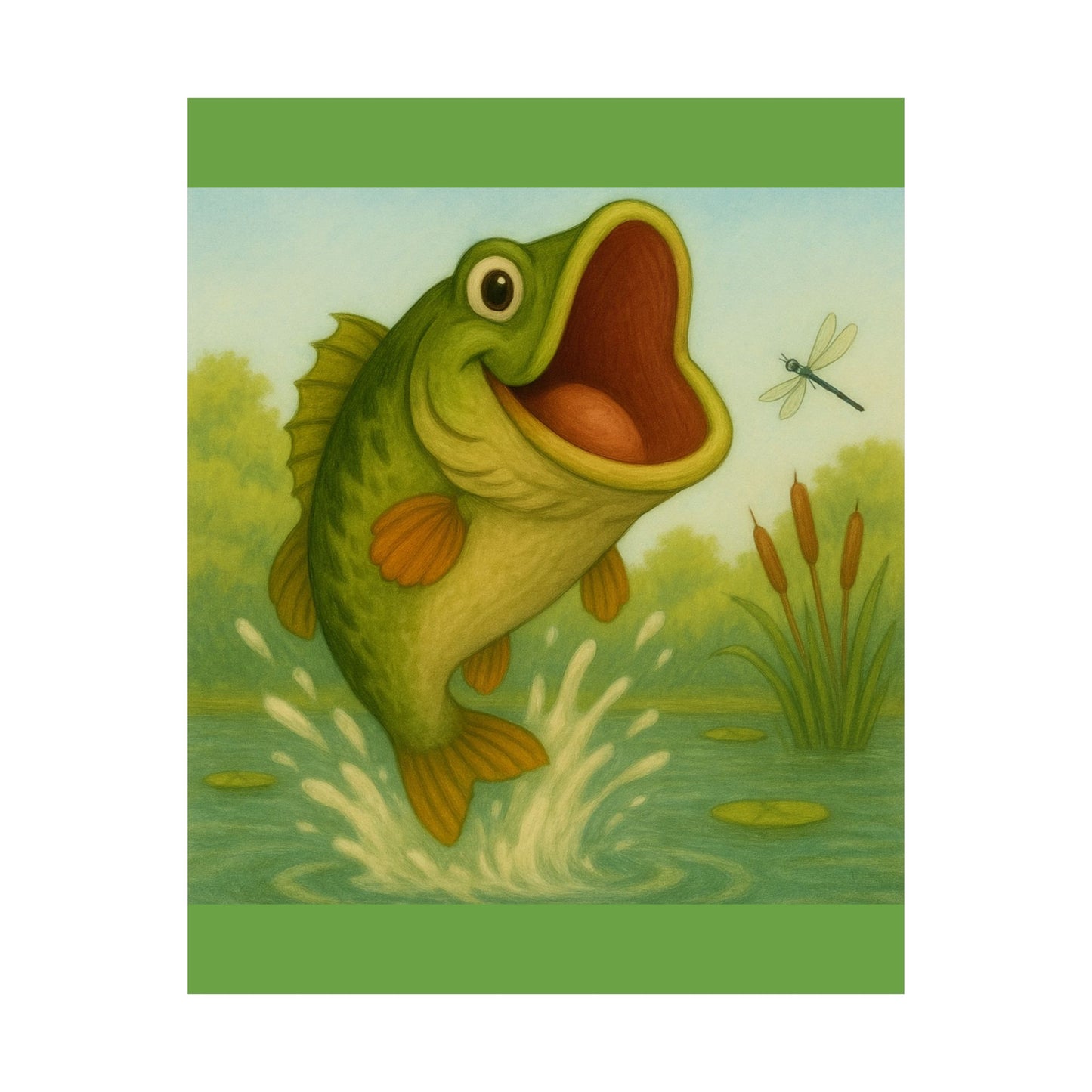 Playful Fish Art Poster, Kids Room Decor, Fishing Lover Gift, Nature Wall Art, Nursery Print, Birthday Gift Idea