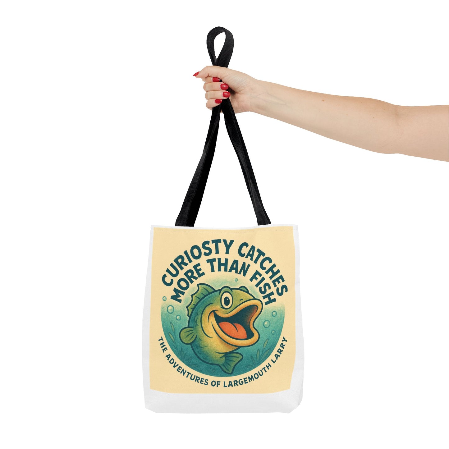 Whimsical Fishing Tote Bag - Curiosity Catches More Than Fish, Beach Bag, Eco-Friendly, Gift for Angler, Nature Lover Tote