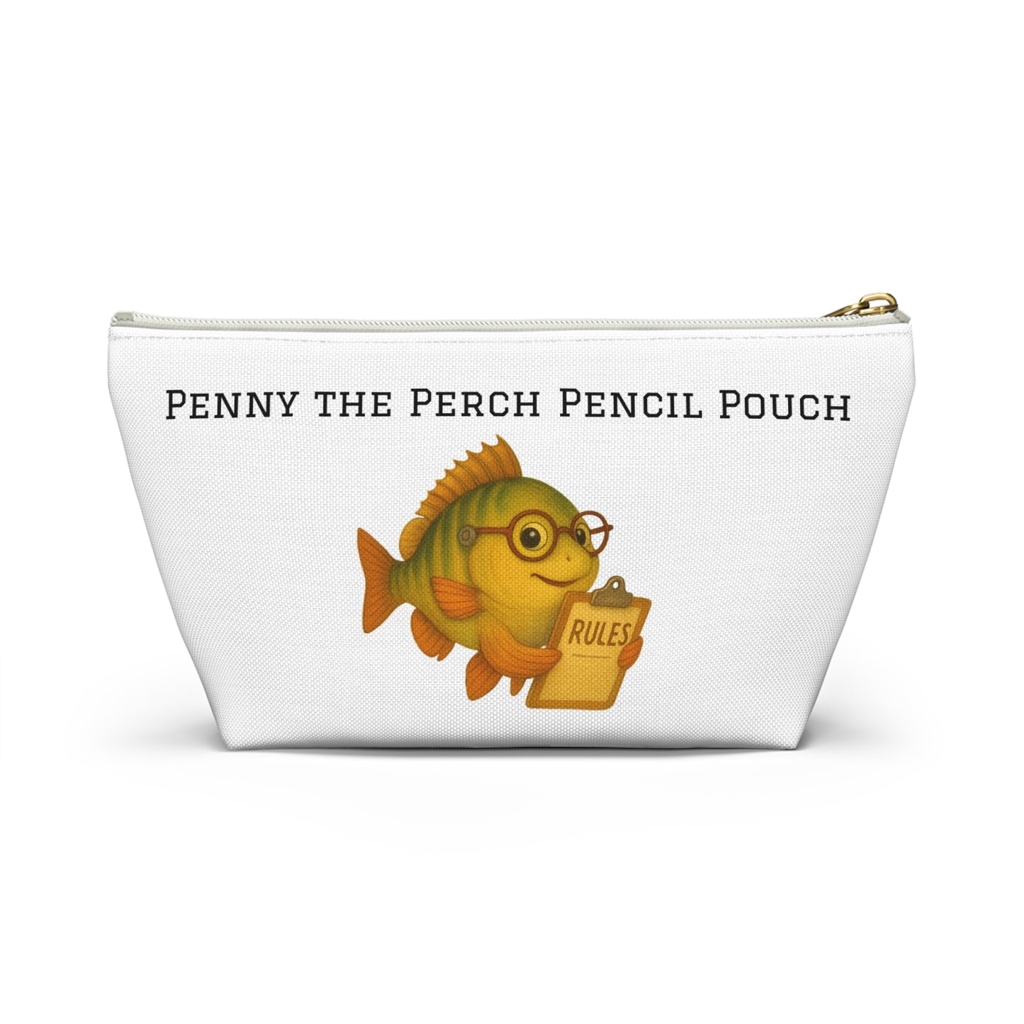 Penny the Perch Pencil Pouch | Cute Fish Accessory Bag, Kids' School Supplies, Back to School Gift, Stationery Organizer, Fun Fishing Theme