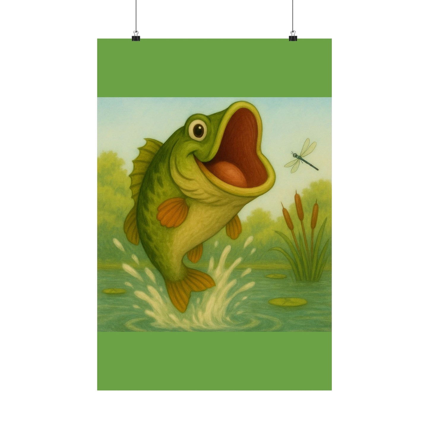 Playful Fish Art Poster, Kids Room Decor, Fishing Lover Gift, Nature Wall Art, Nursery Print, Birthday Gift Idea
