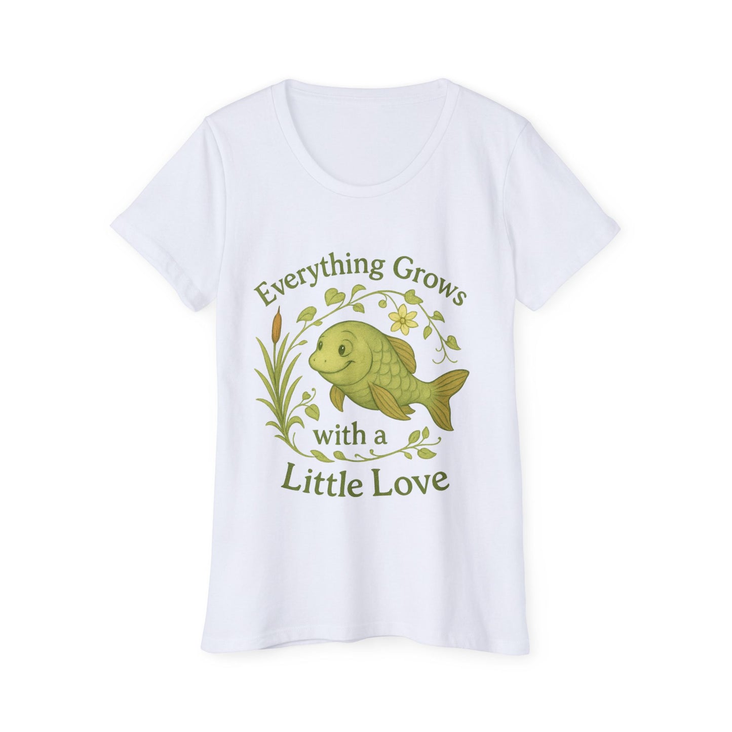 Organic Women's T-Shirt with Inspiring Fish Design, Eco-Friendly Tee, Motivational Gift, Nature Lover Apparel, Cute Casual Wear