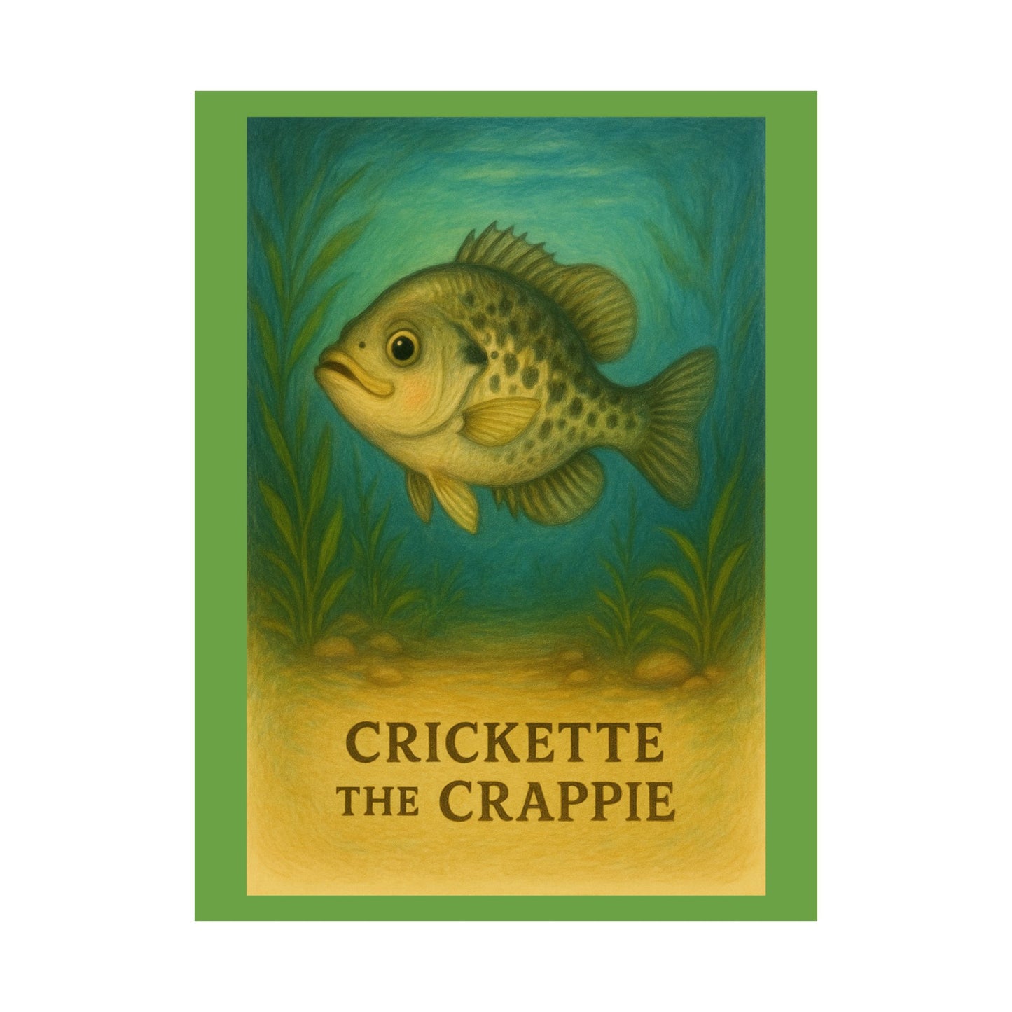 Crickette the Crappie Wall Art, Nature Decor, Fishing Theme, Quirky Home Decor, Gift for Anglers, Matte Finish Poster