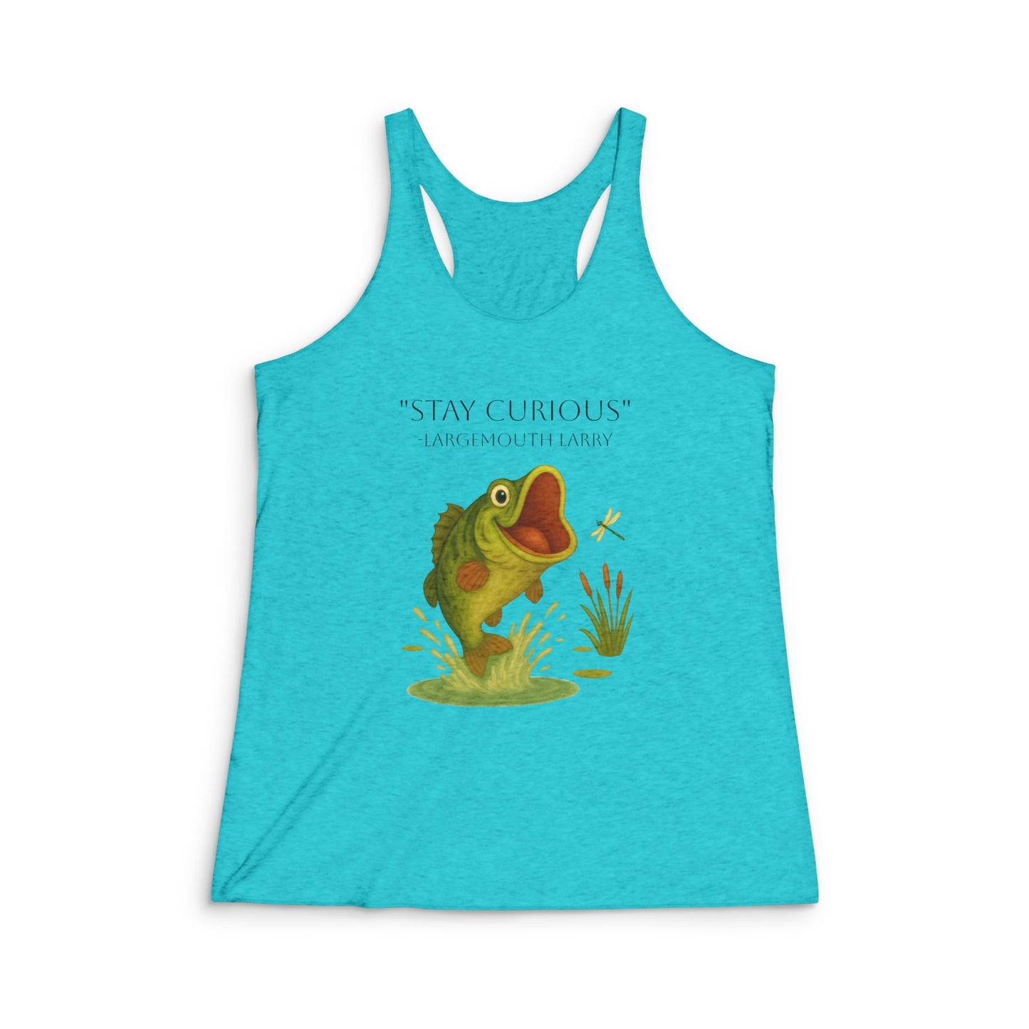 Playful Fishing Tank Top, Stay Curious Racerback, Summer Activewear, Fun Outdoor Apparel, Gift for Nature Lovers, Aquatic Adventure Top