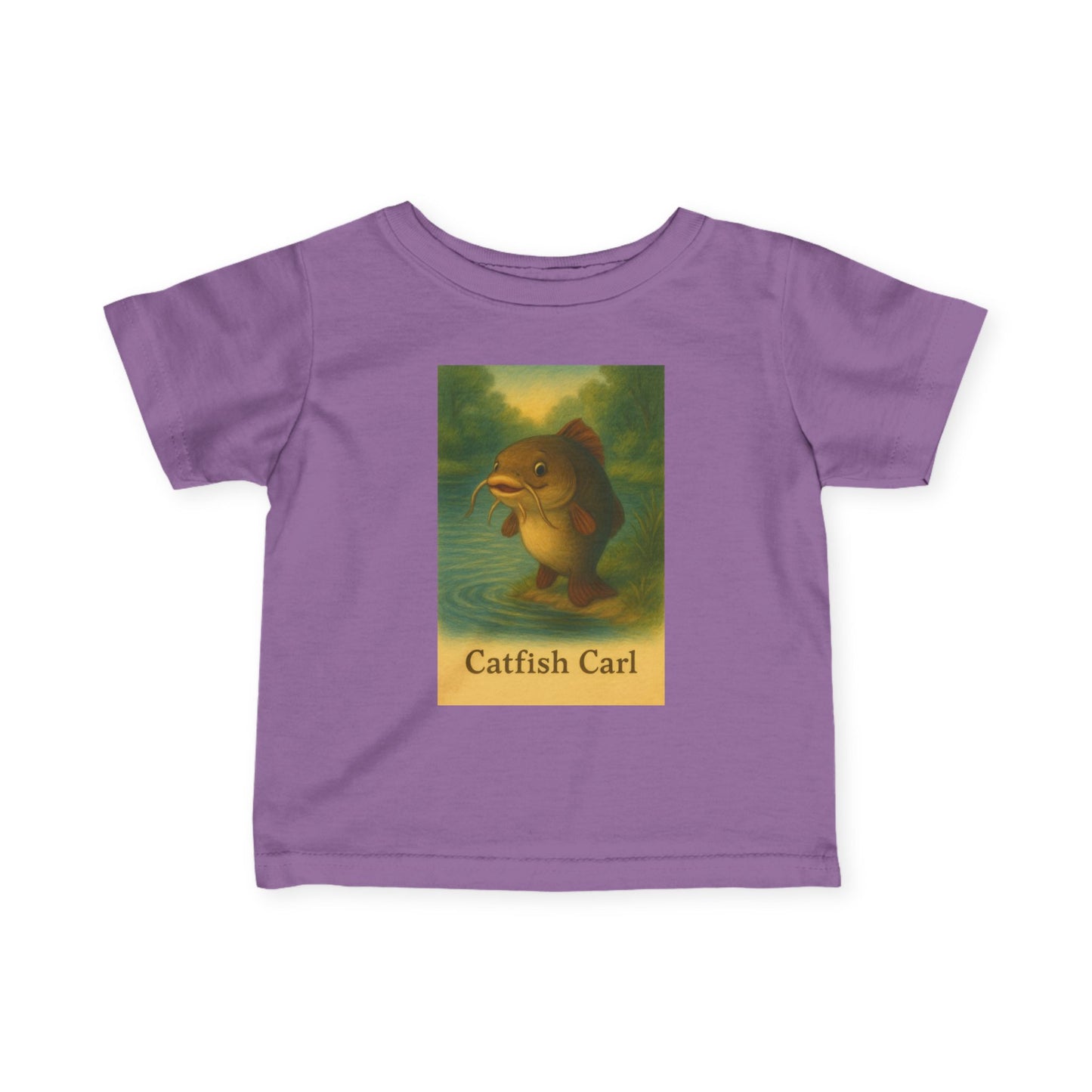 Catfish Carl Baby Tee, Cute Infant Shirt, Toddler Gift, Nursery Outfit, Fish Lover Clothing, Playful Kids Fashion