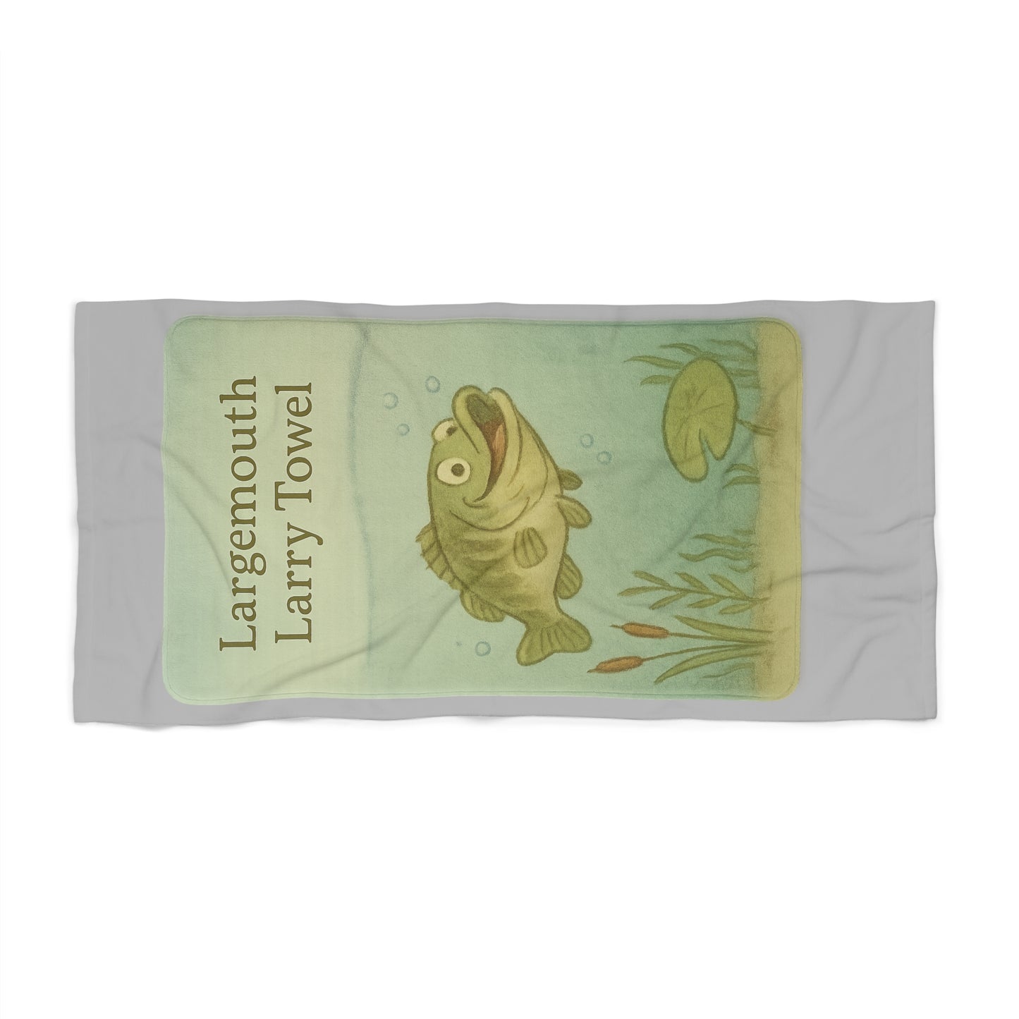 Largemouth Larry Beach Towel, Fun Fishing Towel, Summer Pool Accessory, Unique Gift for Anglers, Outdoor Beach Blanket