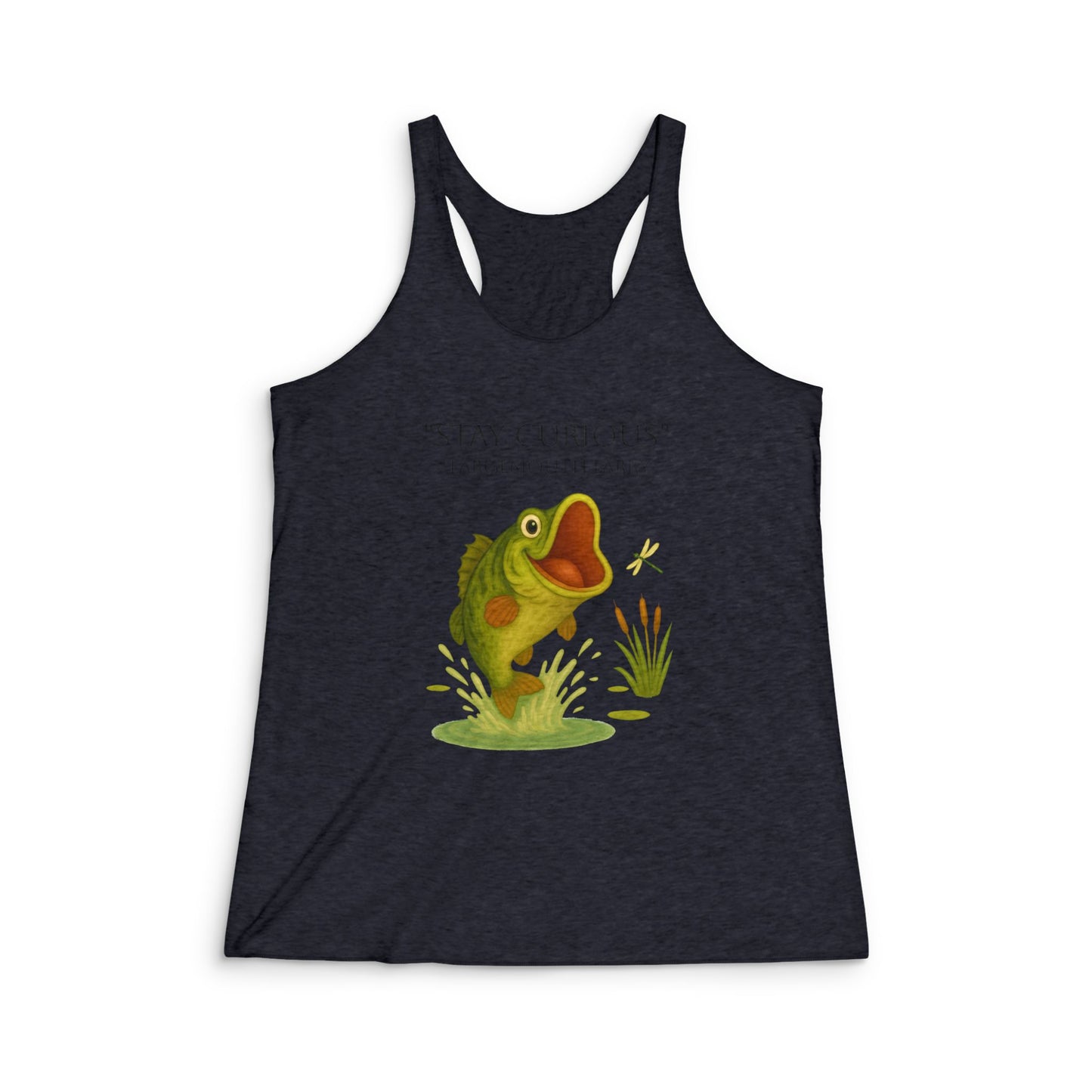 Playful Fishing Tank Top, Stay Curious Racerback, Summer Activewear, Fun Outdoor Apparel, Gift for Nature Lovers, Aquatic Adventure Top