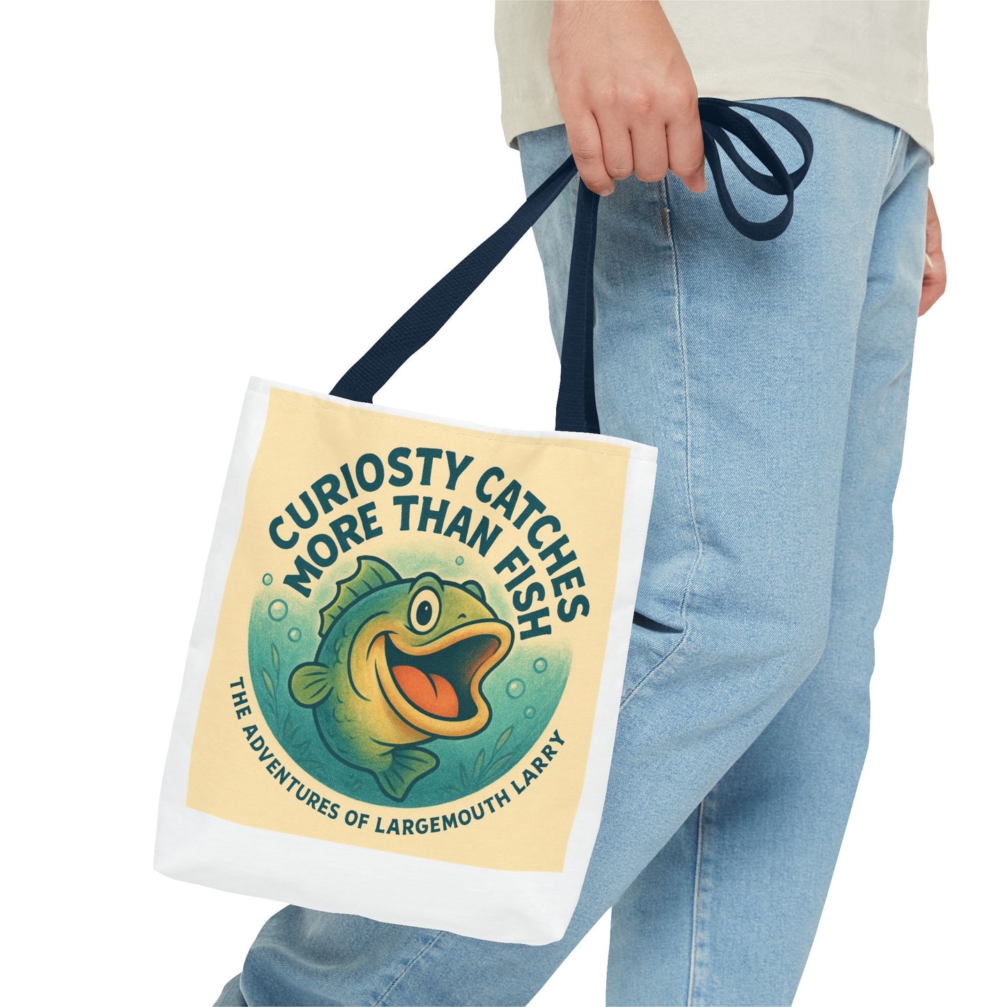 Whimsical Fishing Tote Bag - Curiosity Catches More Than Fish, Beach Bag, Eco-Friendly, Gift for Angler, Nature Lover Tote